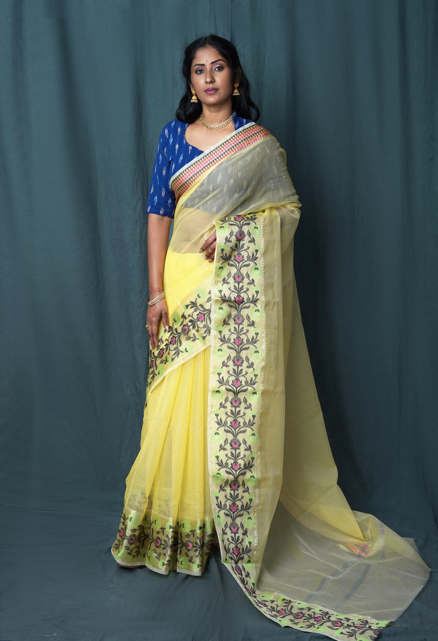 Yellow Pure Banarasi Kota Saree-UNM82934