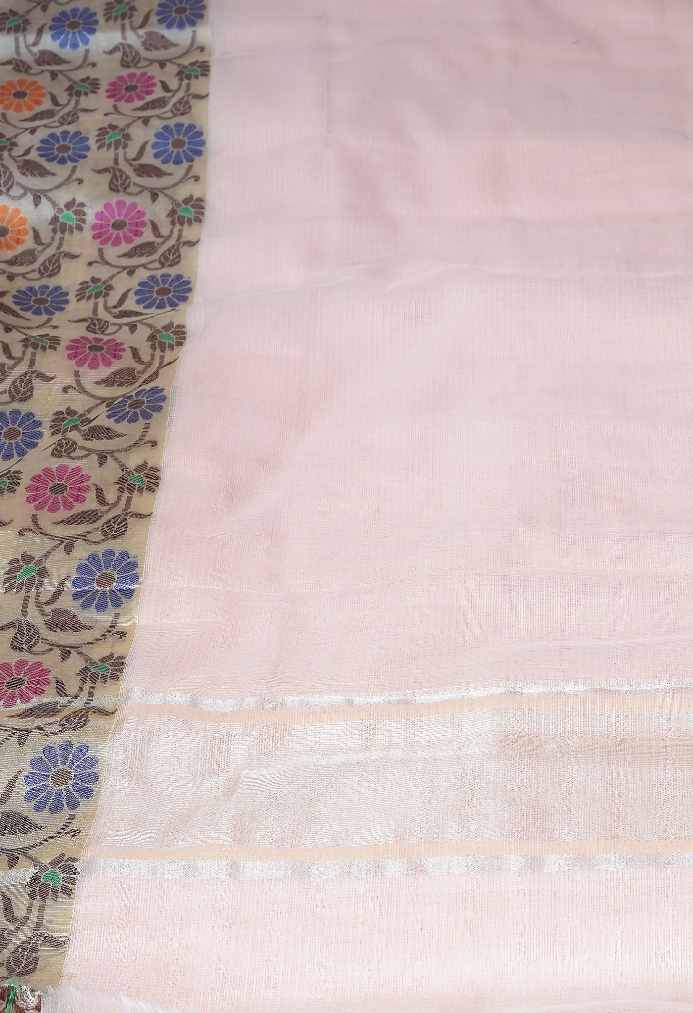 Cream Pure Banarasi Kota Saree-UNM82935