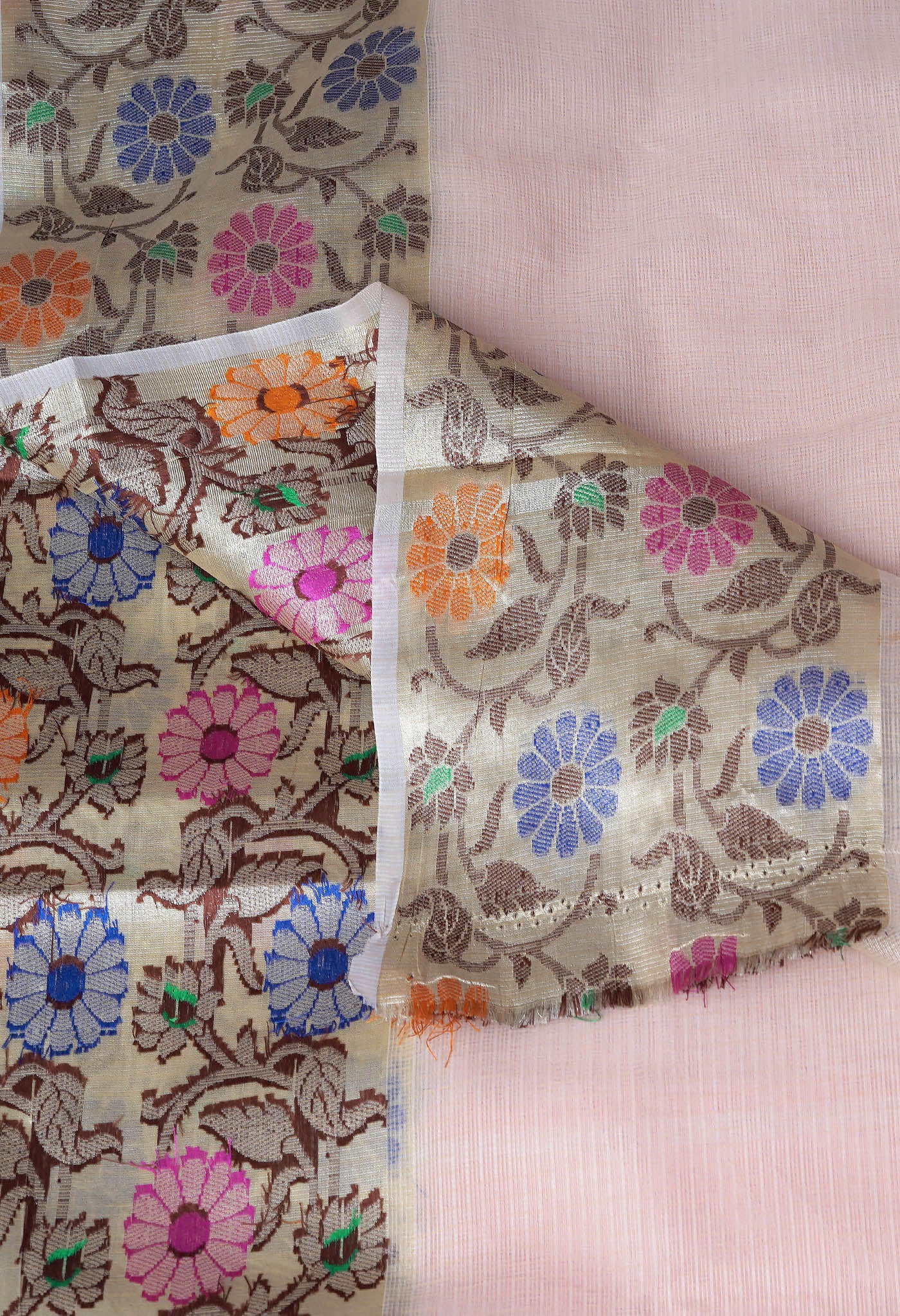 Cream Pure Banarasi Kota Saree-UNM82935