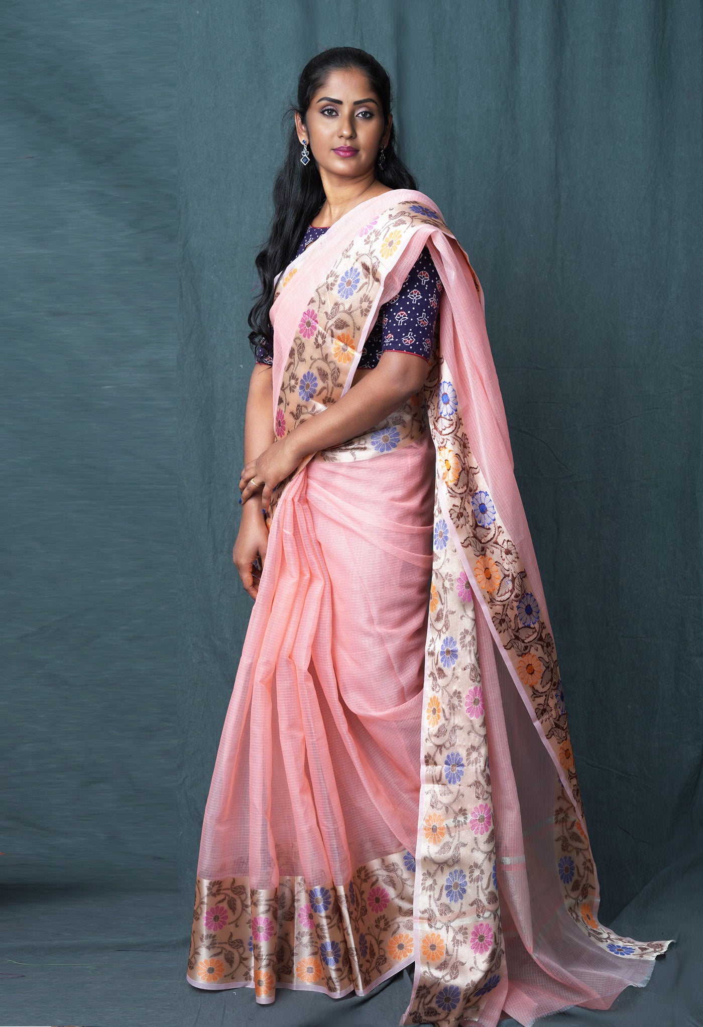 Orange Pure Banarasi Kota Saree-UNM82937