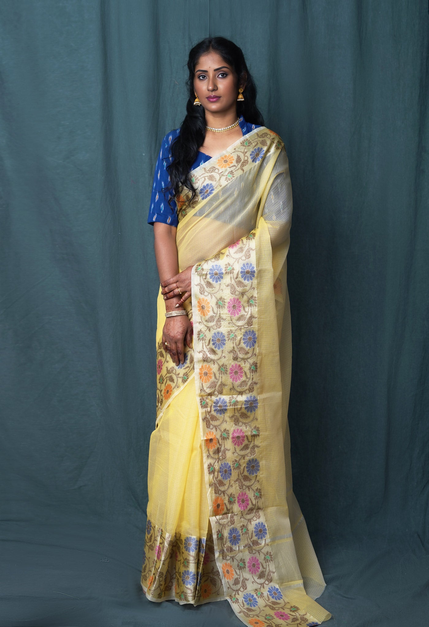 Yellow Pure Banarasi Kota Saree-UNM82938