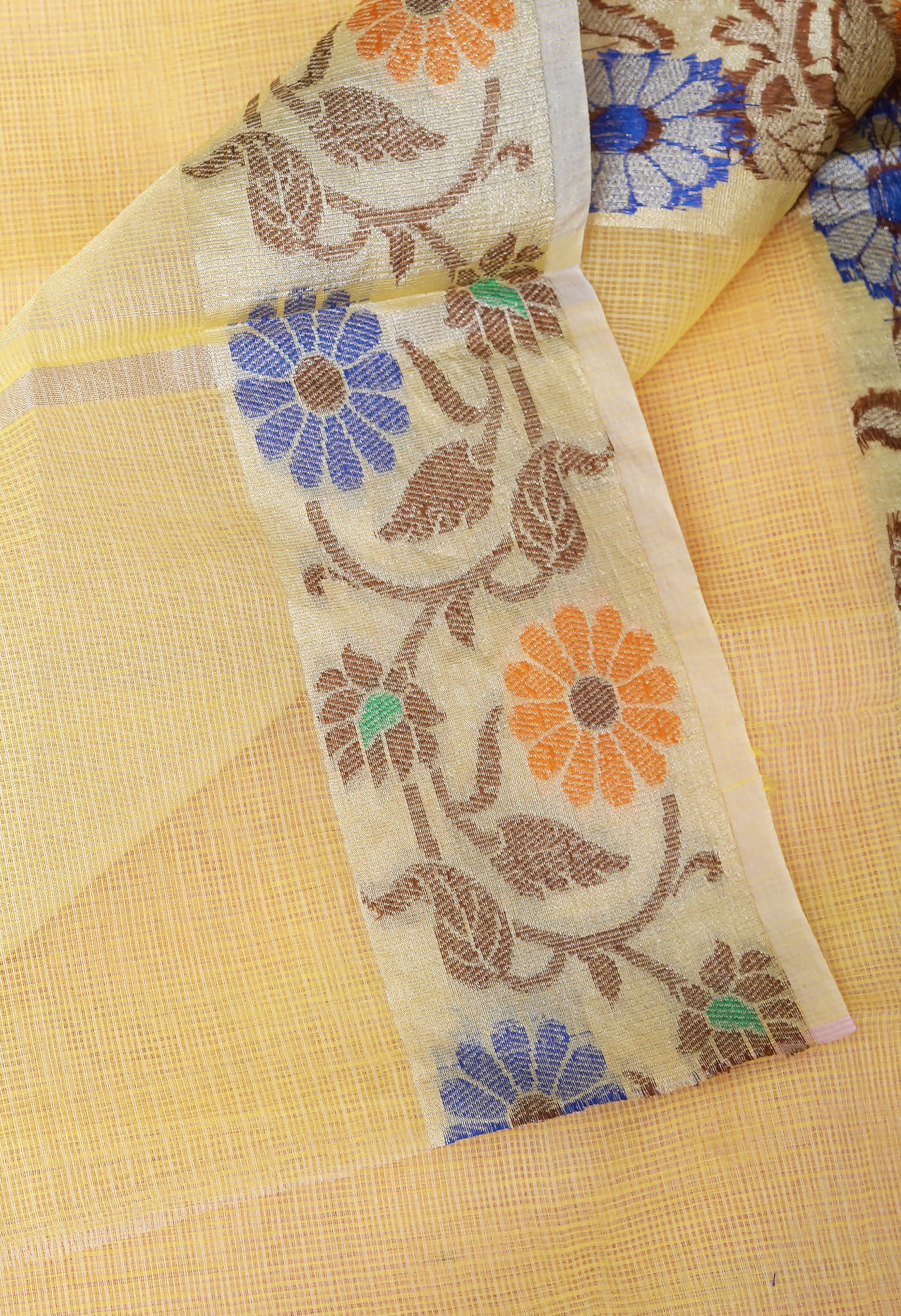 Yellow Pure Banarasi Kota Saree-UNM82938