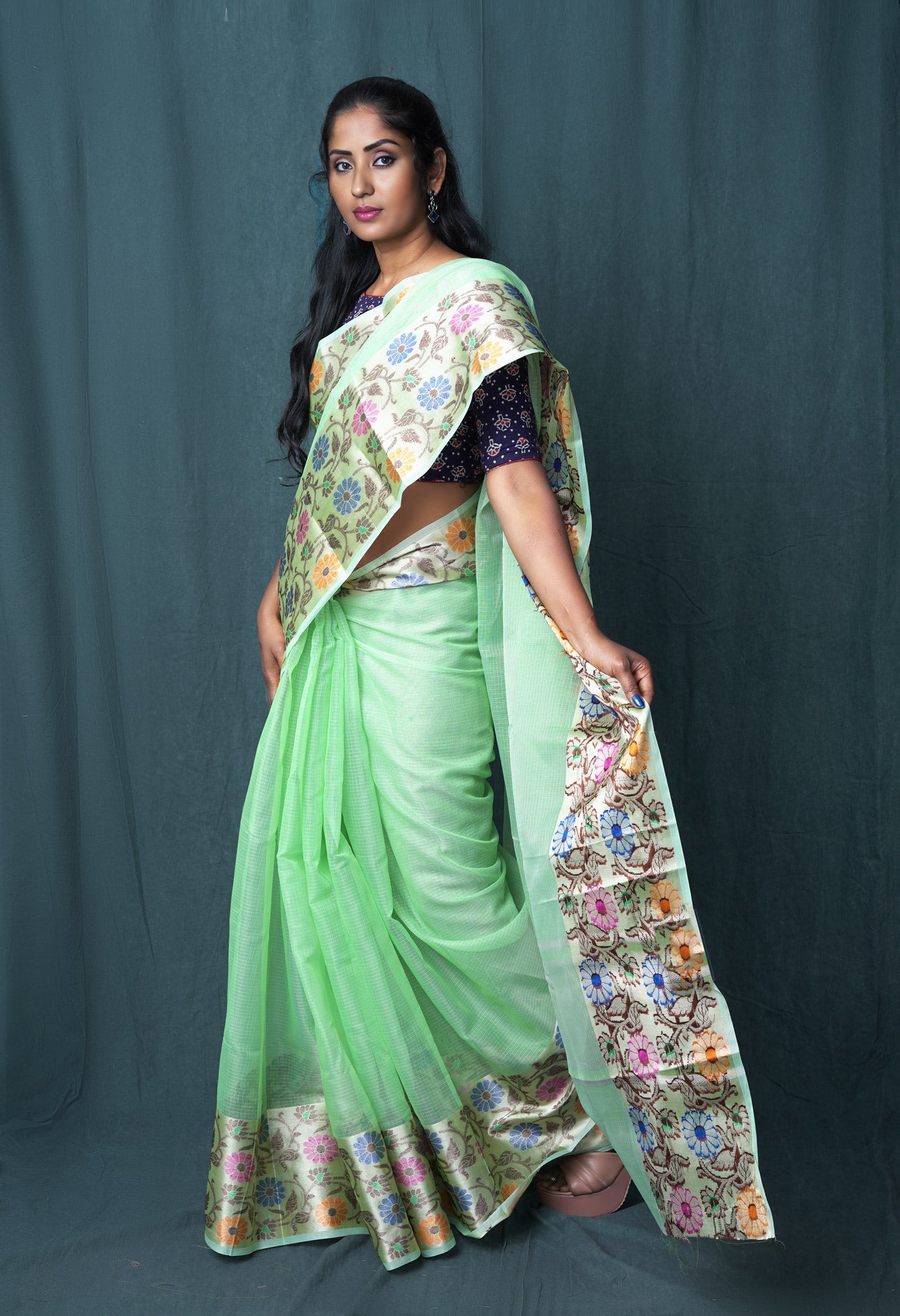 Green Pure Banarasi Kota Saree-UNM82940