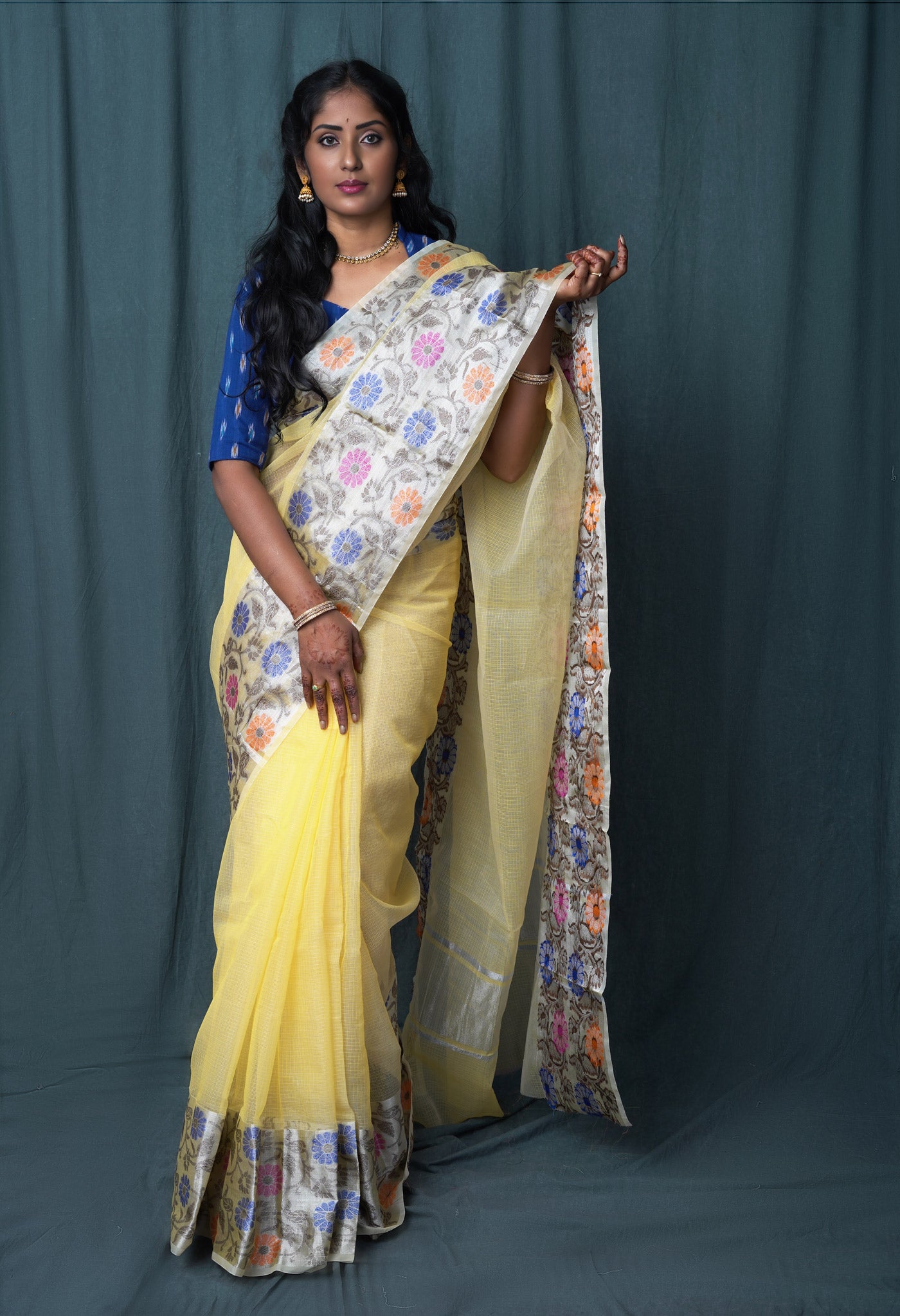 Yellow Pure Banarasi Kota Saree-UNM82944