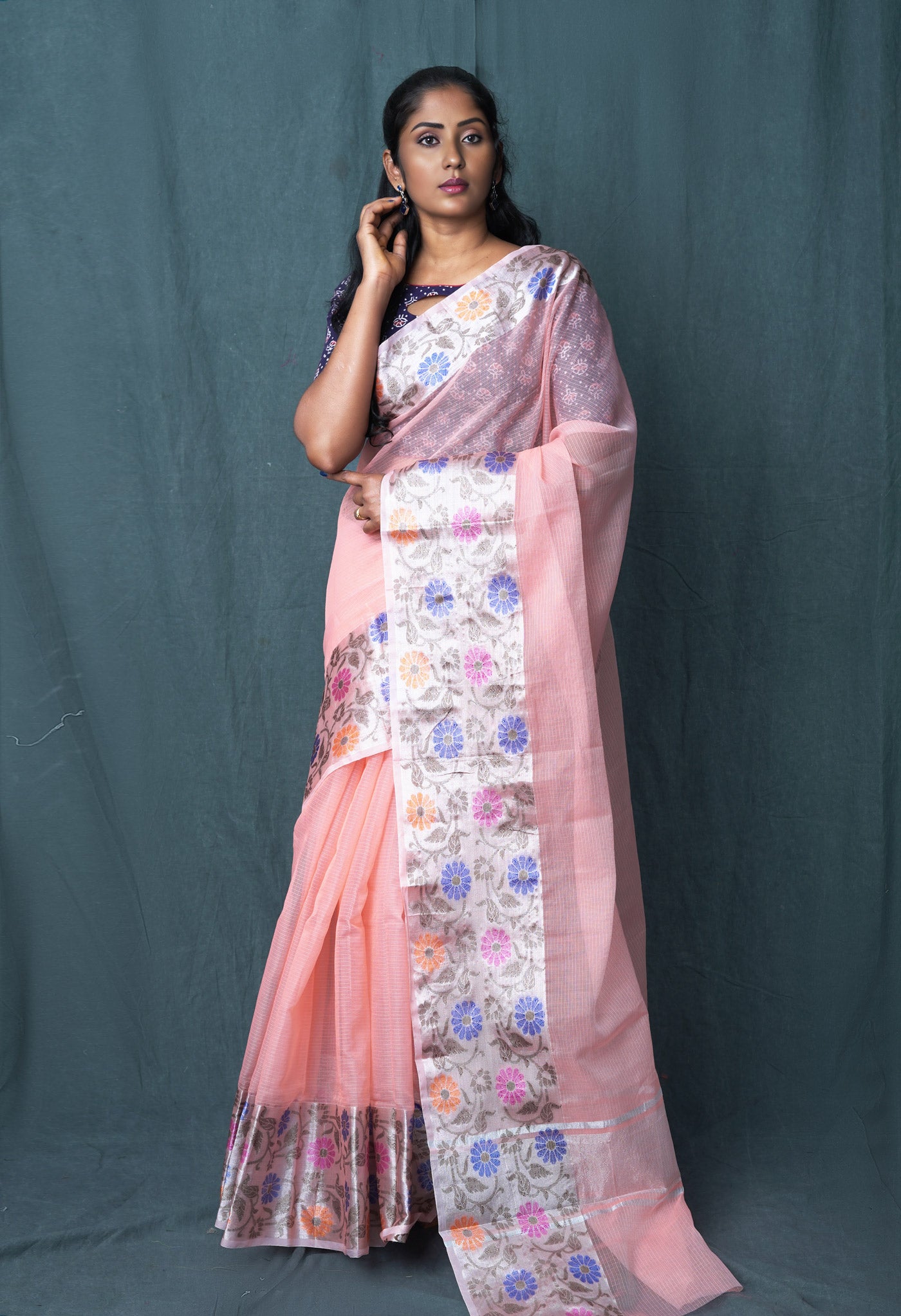Orange Pure Banarasi Kota Saree-UNM82945
