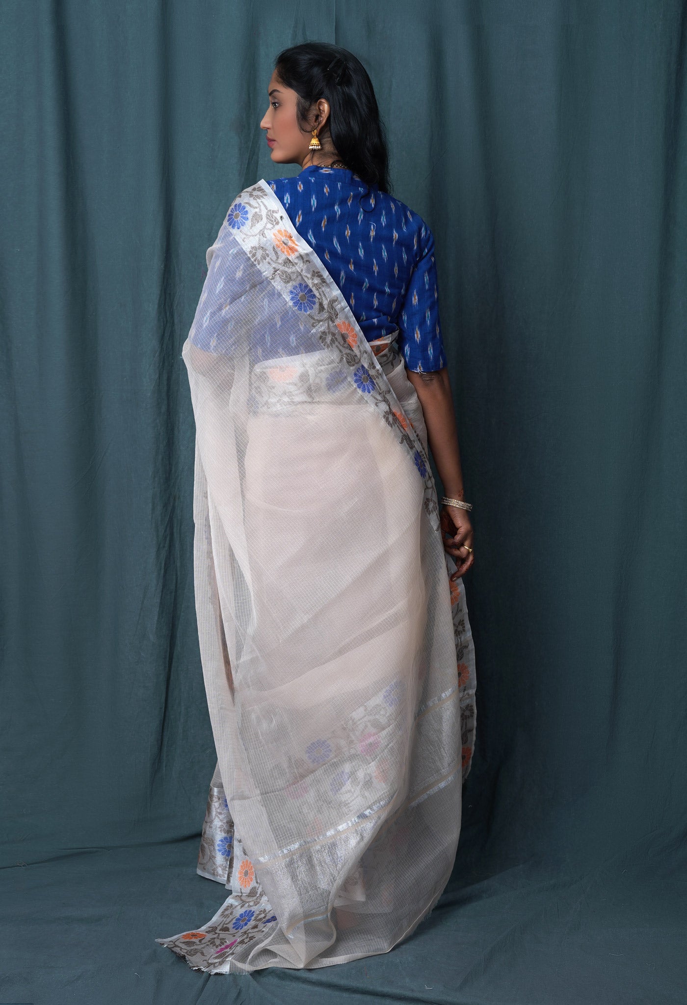 Cream Pure Banarasi Kota Saree-UNM82946