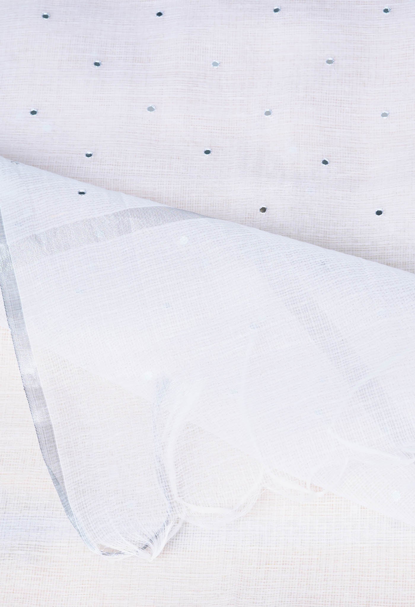 Cream Pure Mirror Work Kota Saree-UNM82947