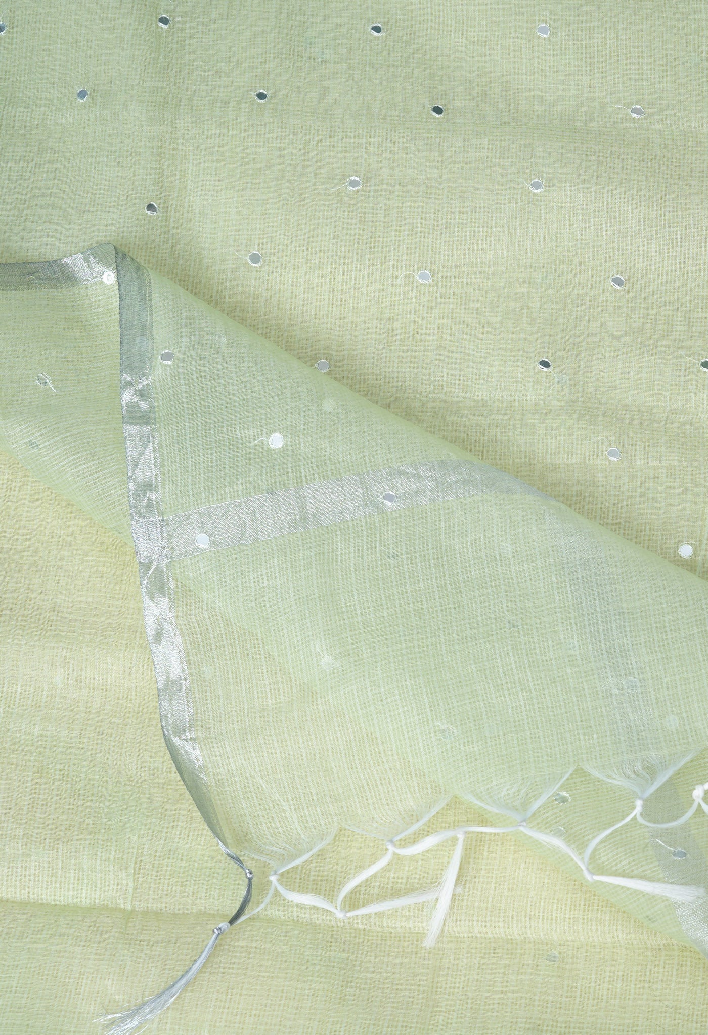 Pale Green Pure Mirror Work Kota Saree-UNM82950
