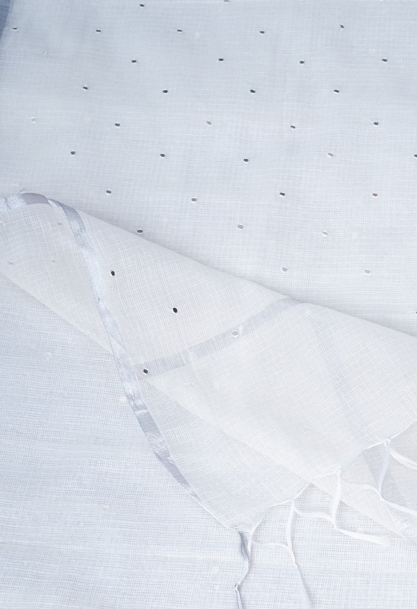 White Pure Mirror Work Kota Saree-UNM82951