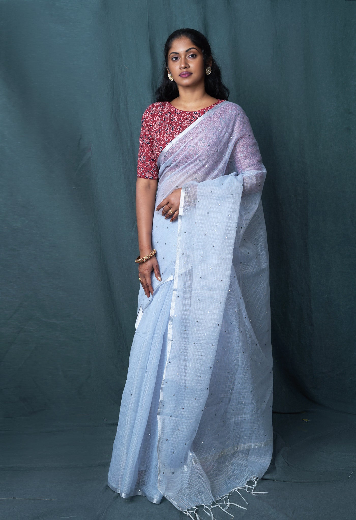 Grey Pure Mirror Work Kota Saree-UNM82952