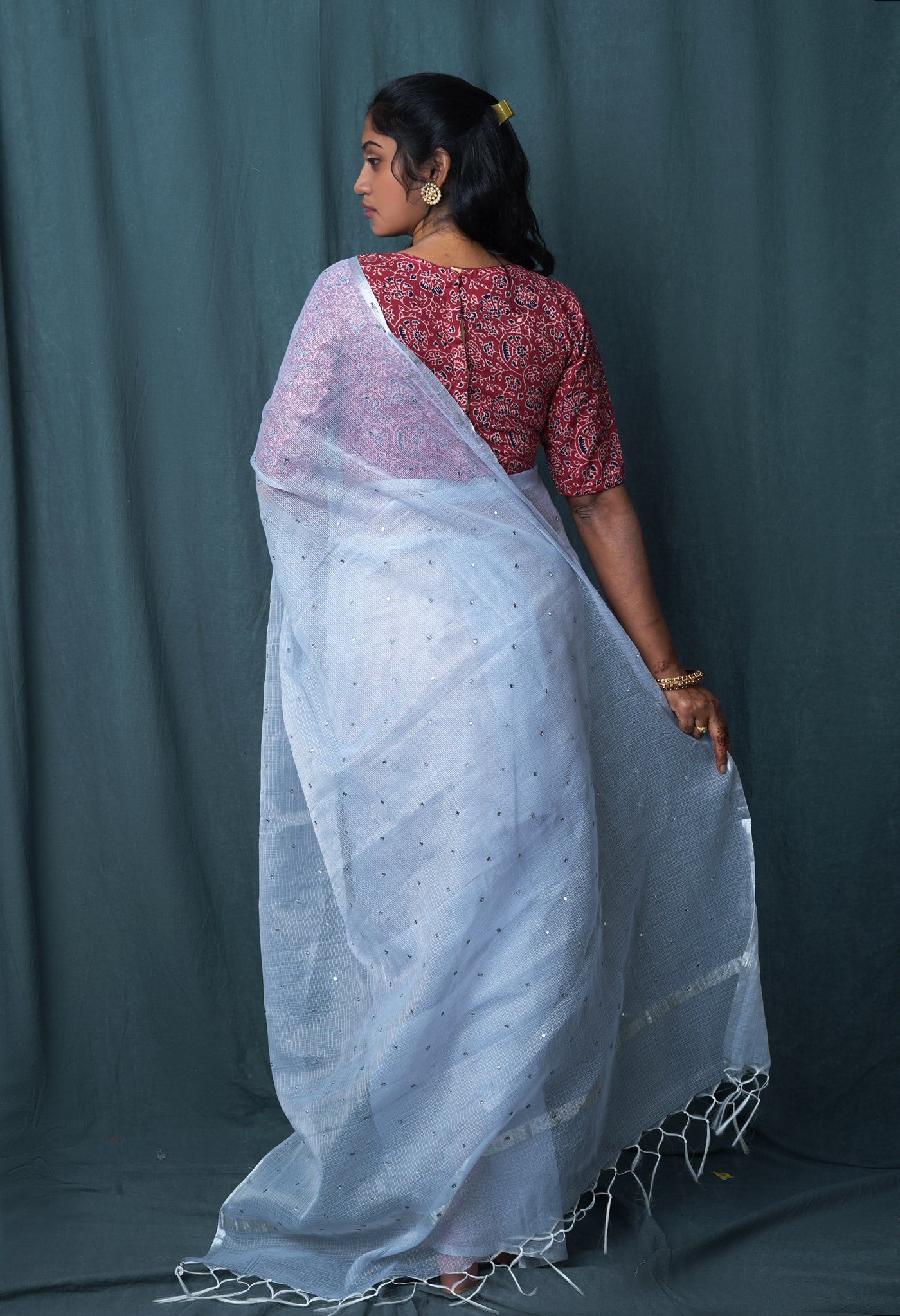 Grey Pure Mirror Work Kota Saree-UNM82952