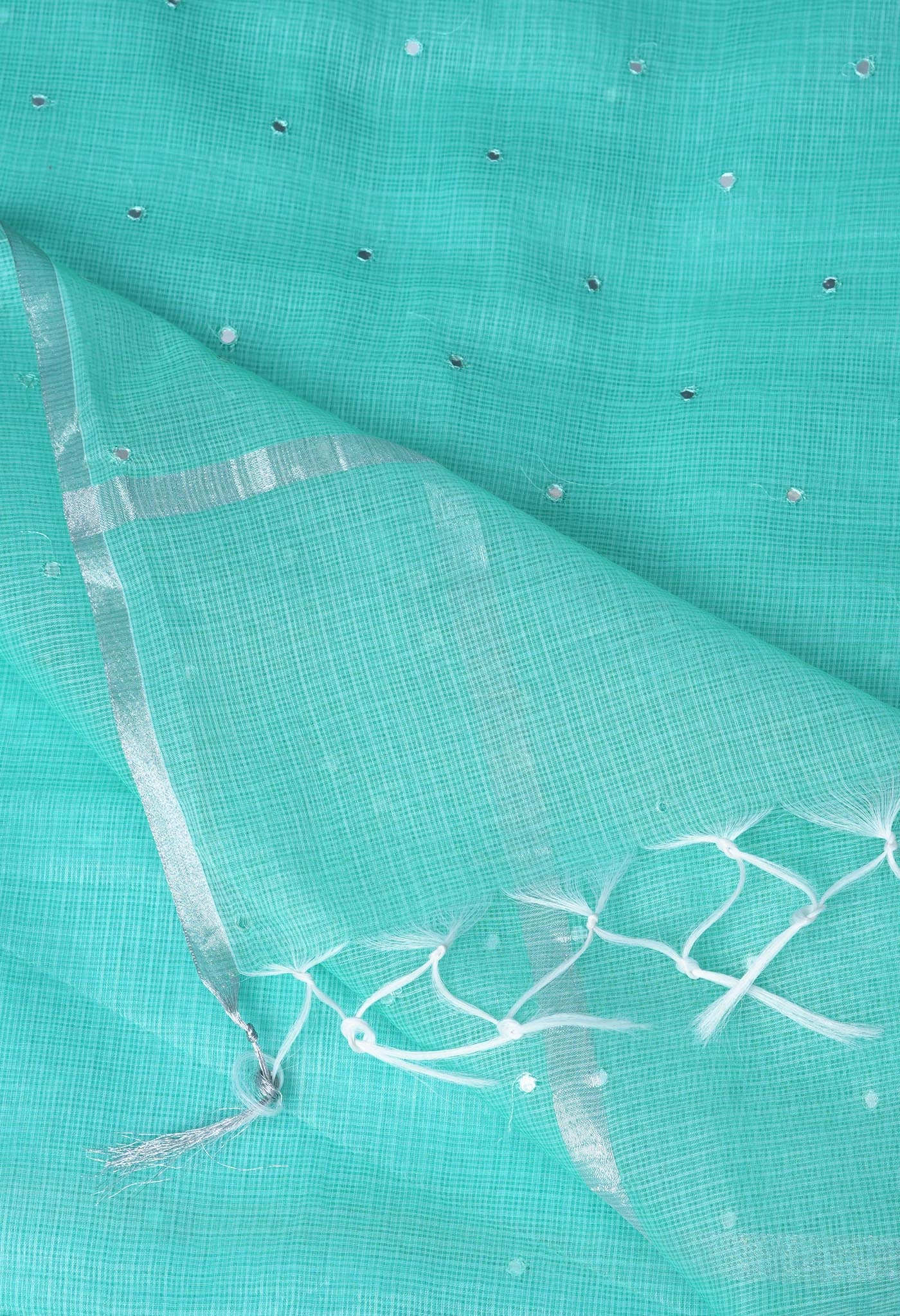 Turquoise Blue Pure Mirror Work Kota Saree-UNM82955