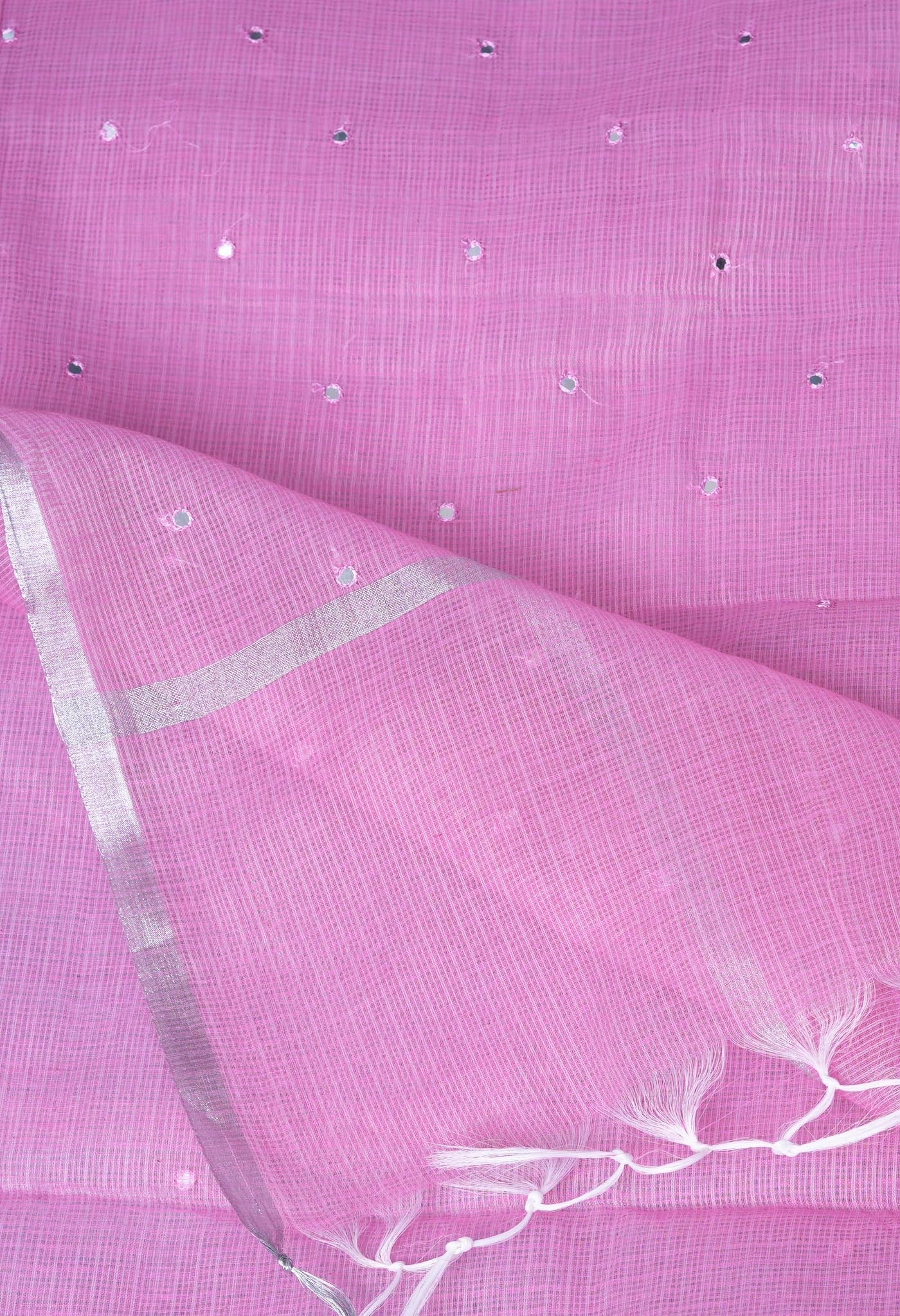Pink Pure Mirror Work Kota Saree-UNM82957