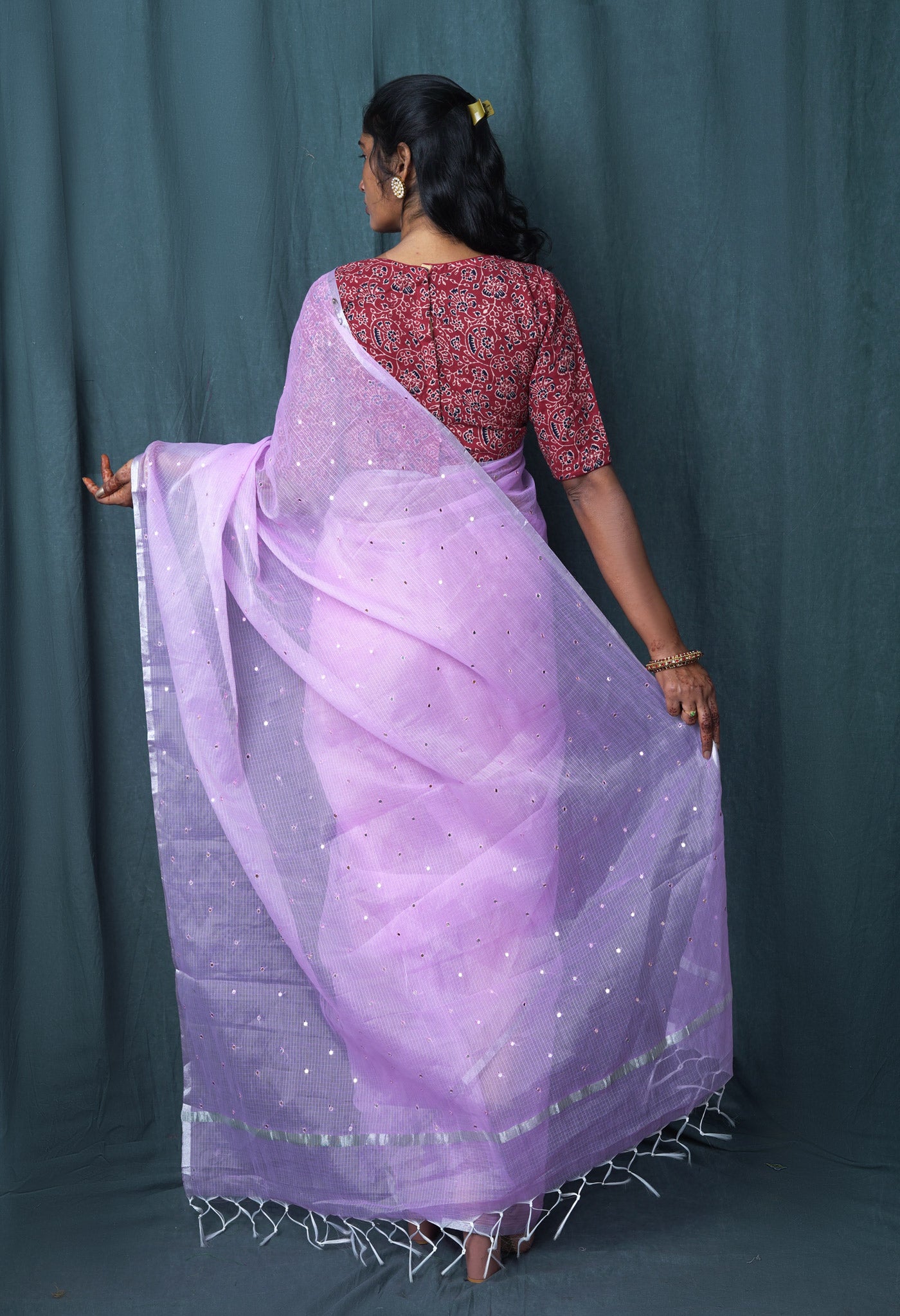 Lavender Pure Mirror Work Kota Saree-UNM82959