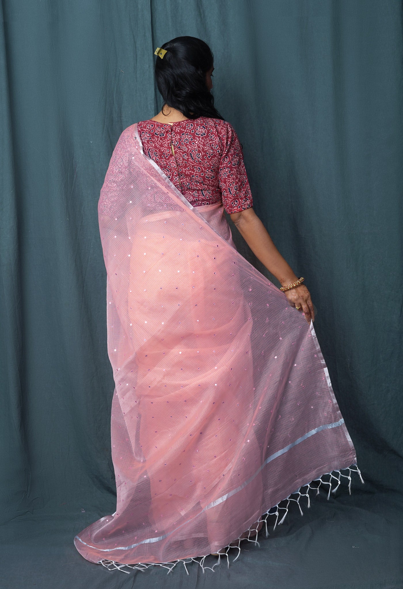 Orange Pure Mirror Work Kota Saree-UNM82960