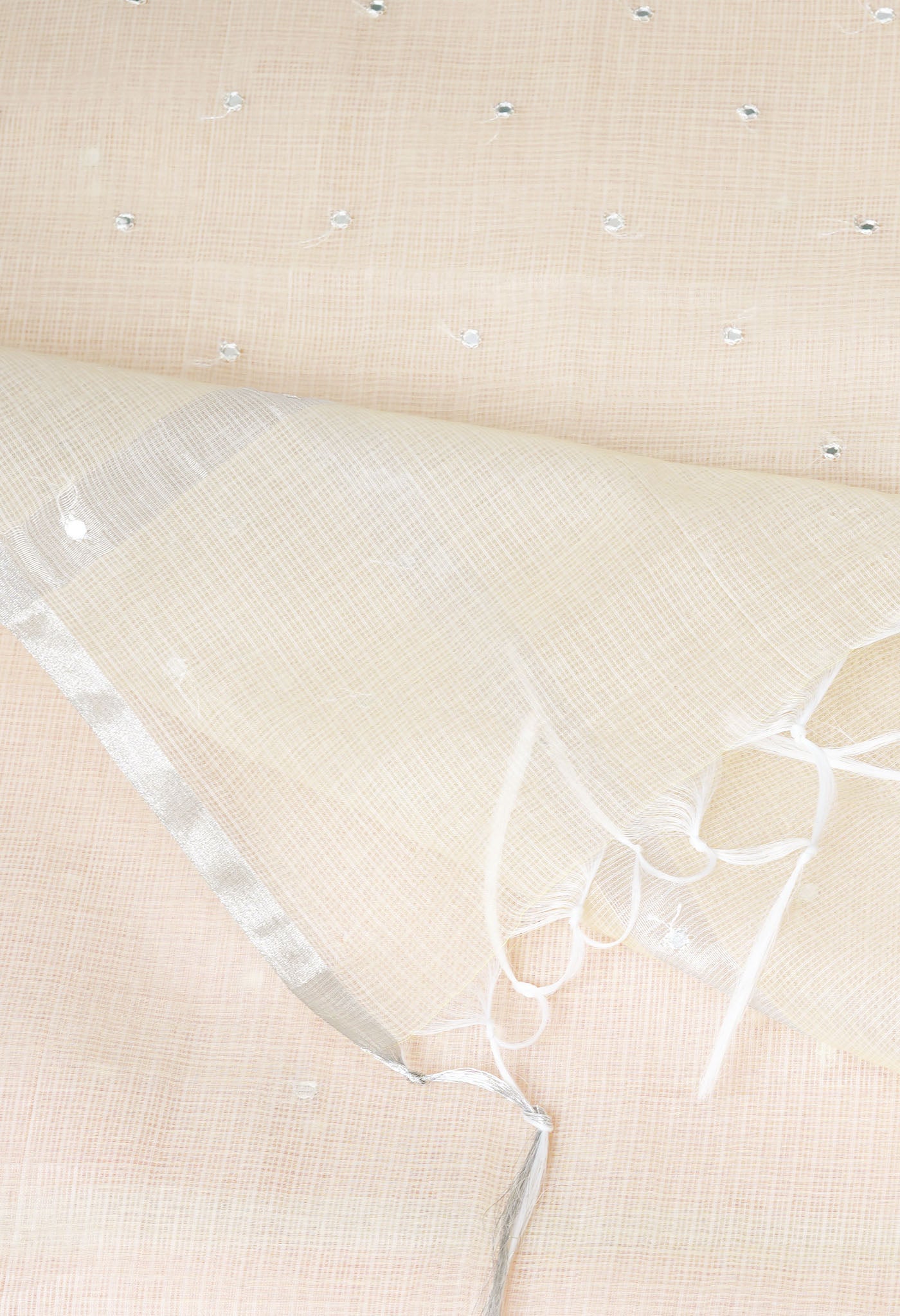 Cream Pure Mirror Work Kota Saree-UNM82961