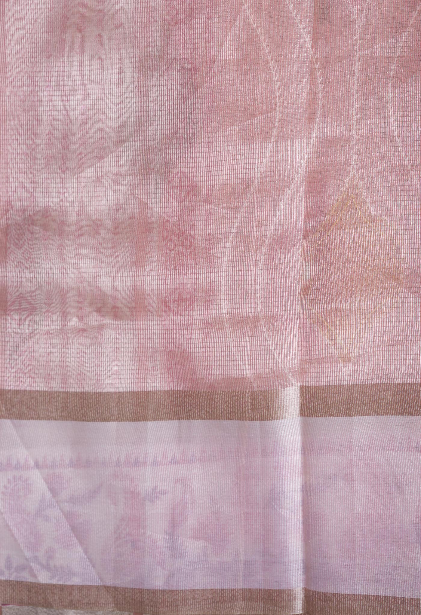 Orange Pure Banarasi Zari Weaving Checks and Applique With Emboridery Kota Saree-UNM82963