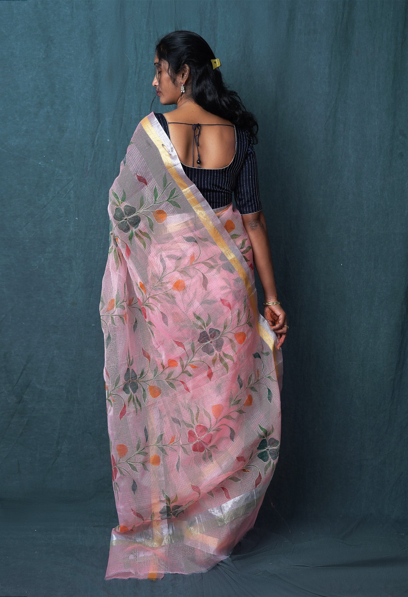 Orange Pure Hand Painted With Emboridery Kota Saree-UNM82970
