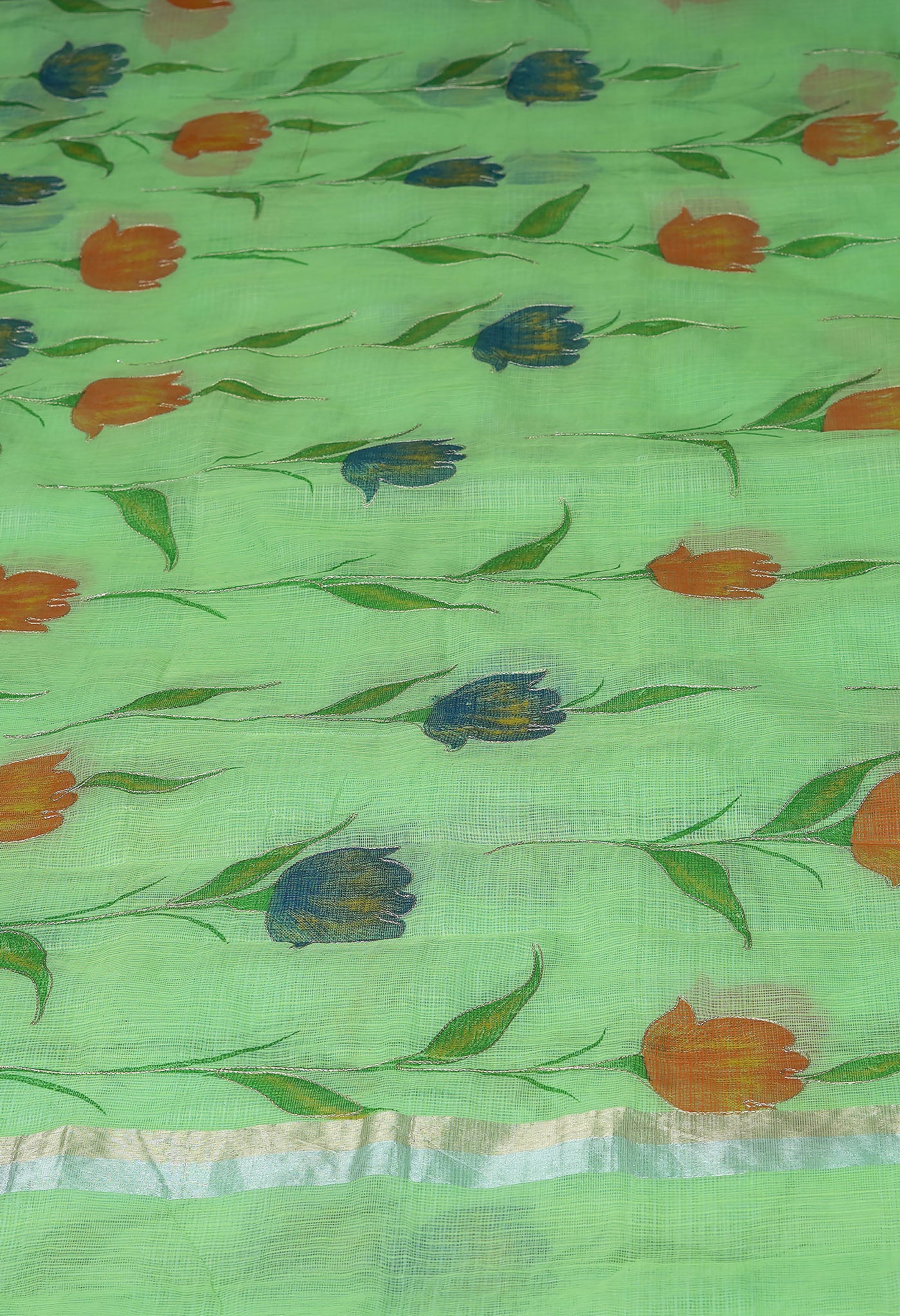 Green Pure Hand Painted With Emboridery Kota Saree-UNM82971