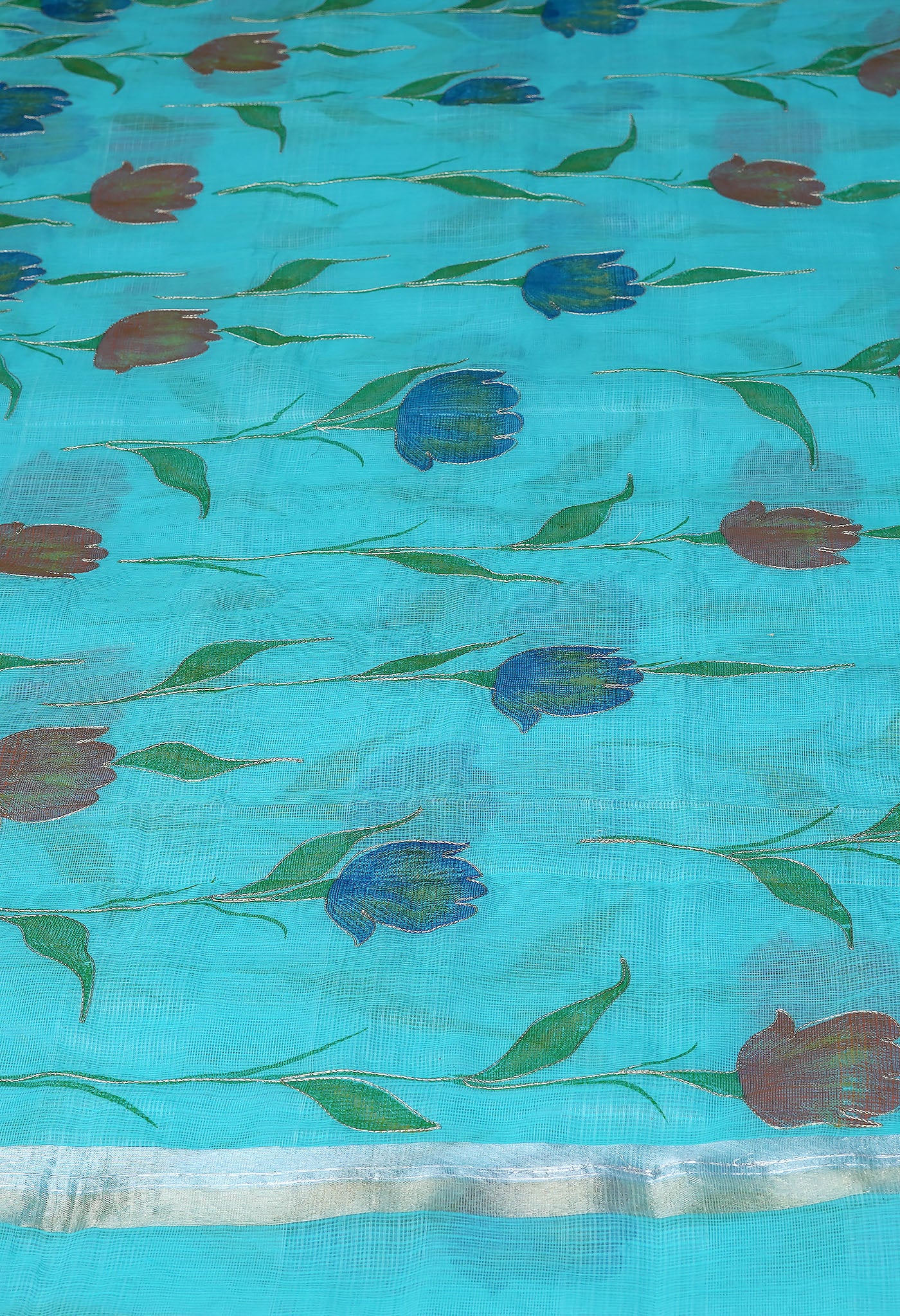 Blue Pure Hand Painted With Emboridery Kota Saree-UNM82972
