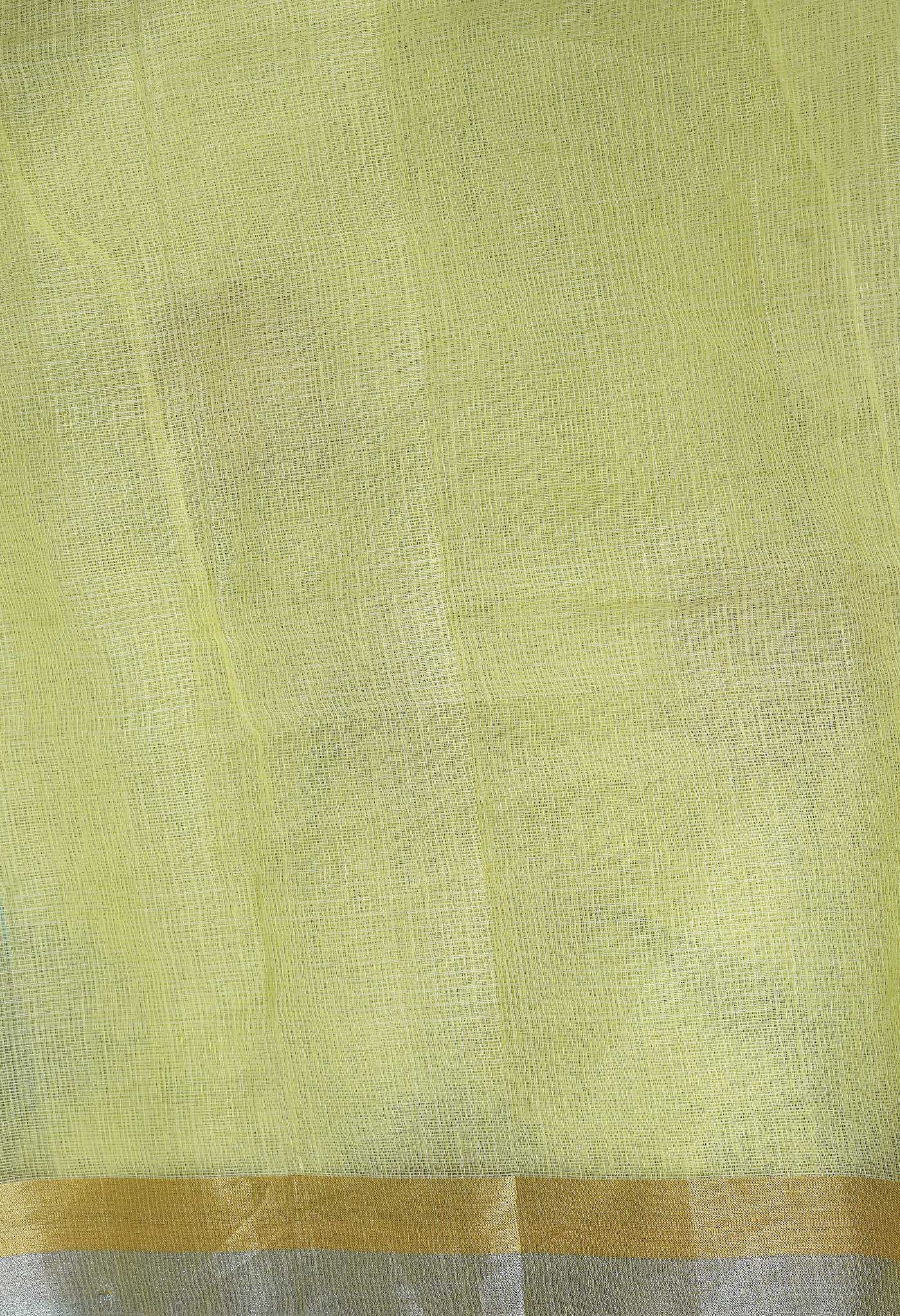 Yellow Pure Hand Painted With Emboridery Kota Saree-UNM82974