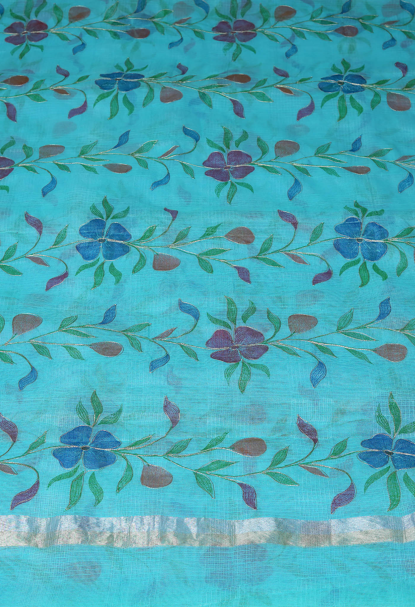 Blue Pure Hand Painted With Emboridery Kota Saree-UNM82975