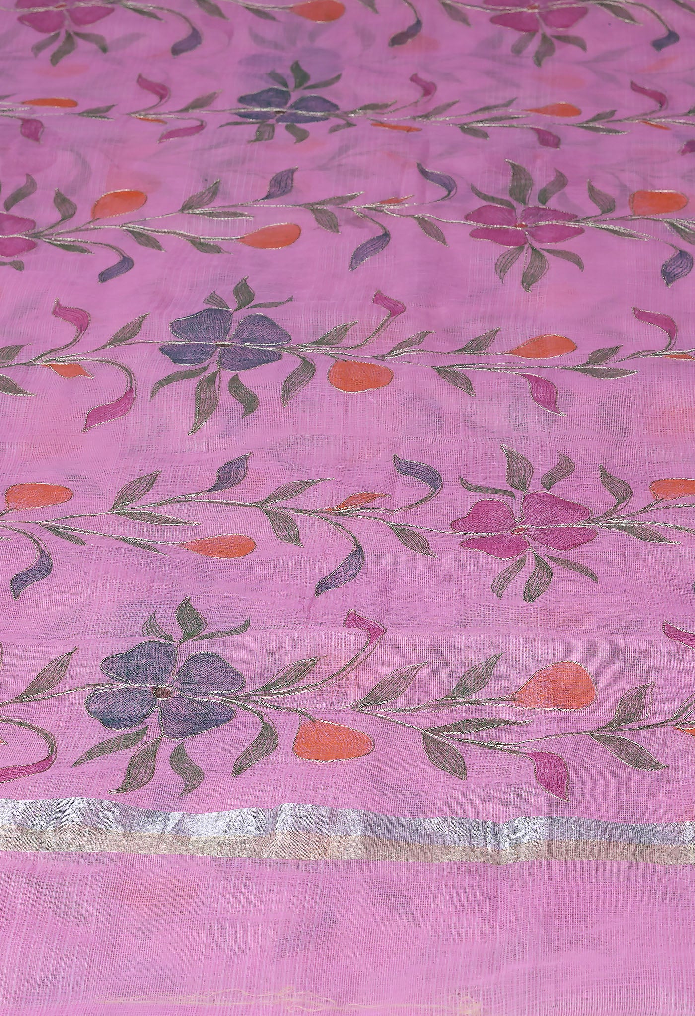 Pink Pure Hand Painted With Emboridery Kota Saree-UNM82976