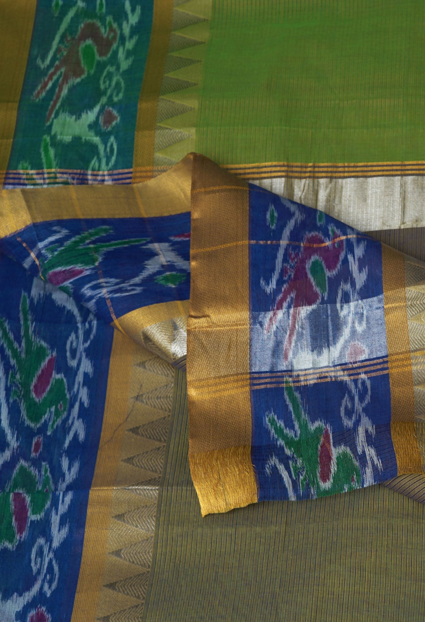 Olive Green Pure Pavani Mangalgiri Cotton Saree-UNM82982