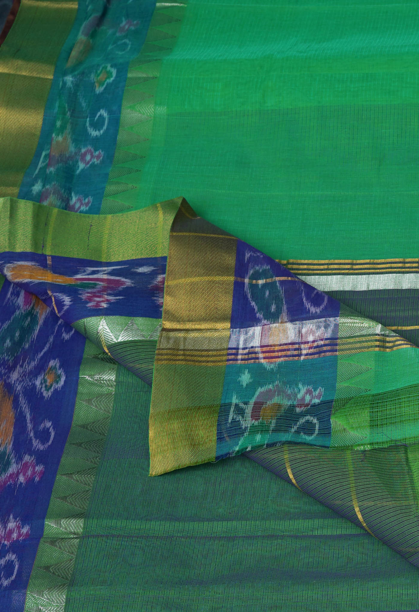 Green Pure Pavani Mangalgiri Cotton Saree-UNM82984