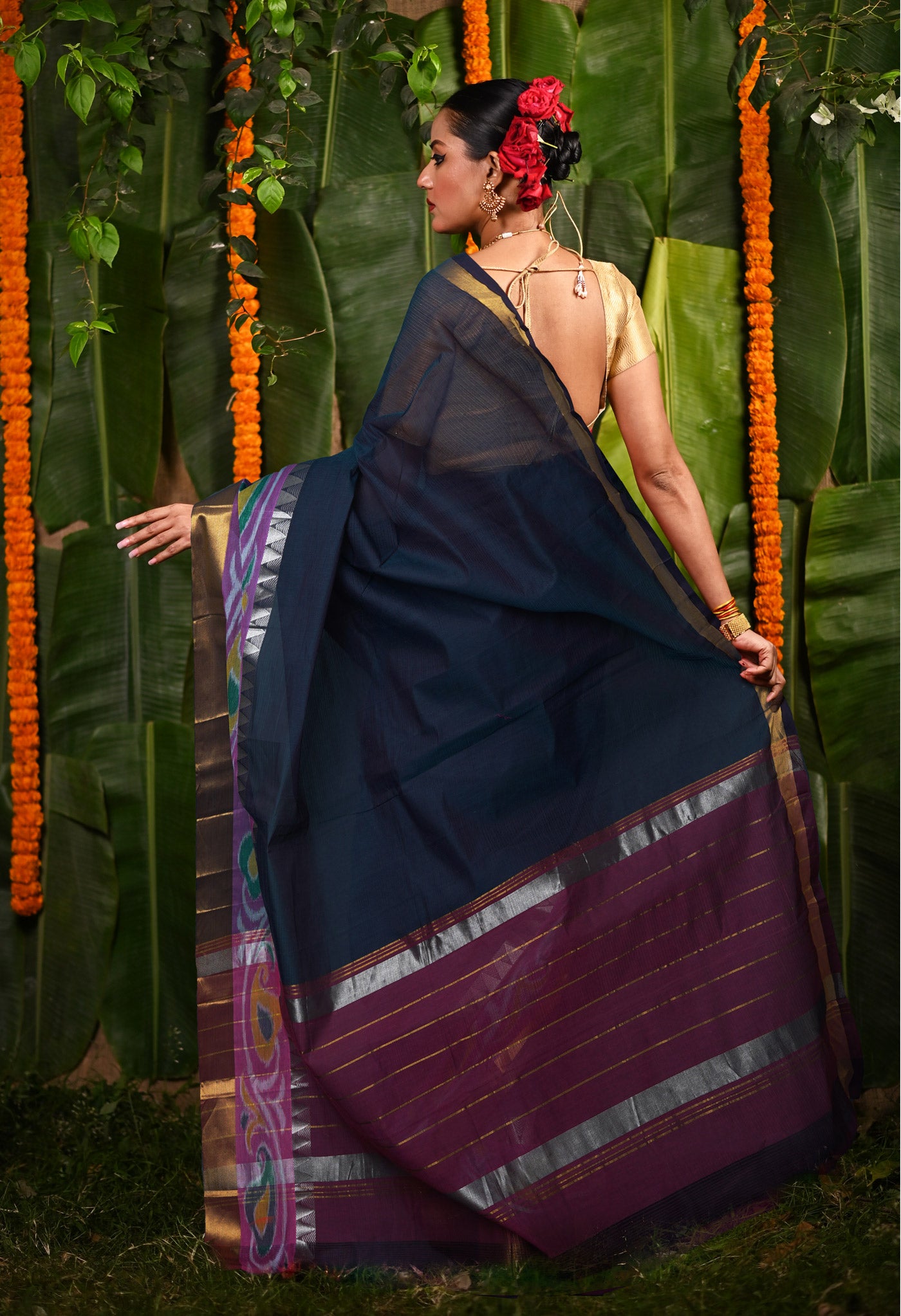 Dark Brown Pure Pavani Mangalgiri Cotton Saree-UNM82986