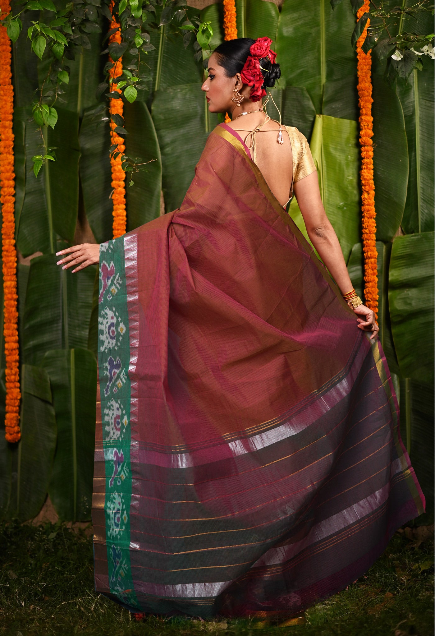 Rust Orange Pure Pavani Mangalgiri Cotton Saree-UNM82987