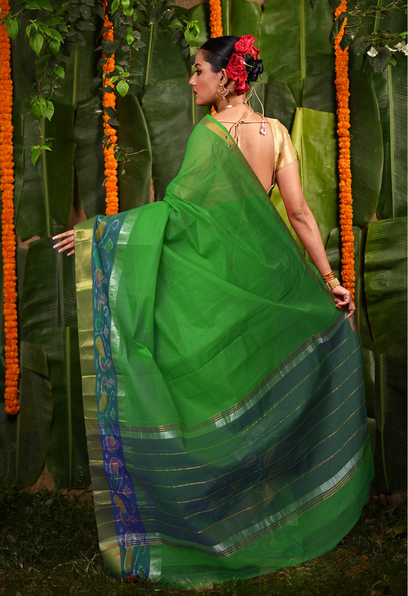 Green Pure Pavani Mangalgiri Cotton Saree-UNM82988