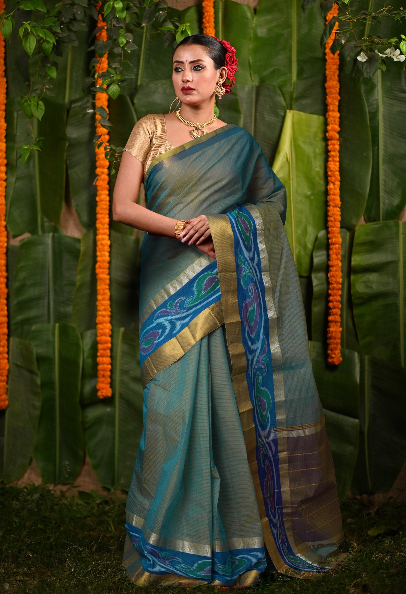 Blue Pure Pavani Mangalgiri Cotton Saree-UNM82992