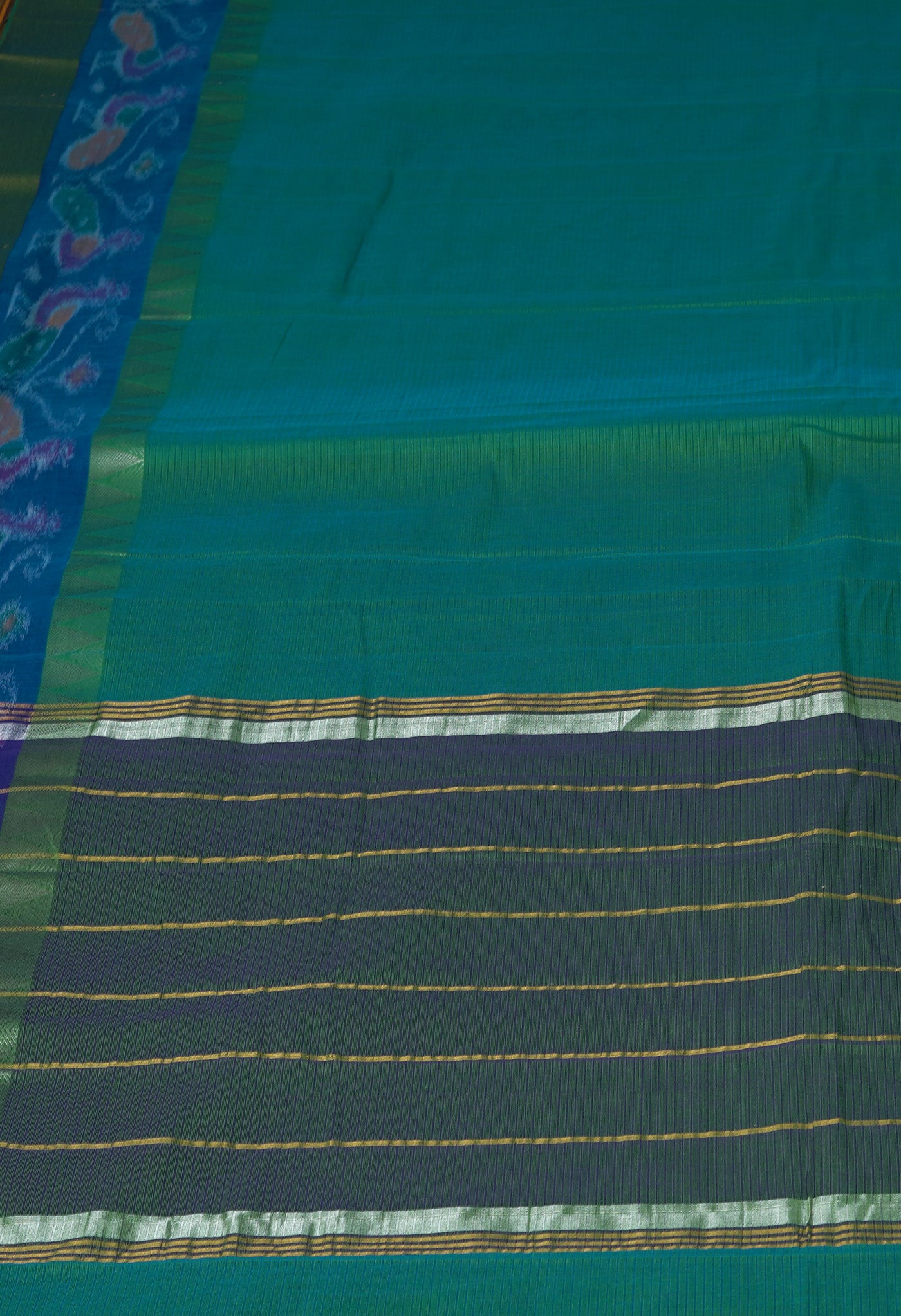 Turquoise Blue Pure Pavani Mangalgiri Cotton Saree-UNM83000