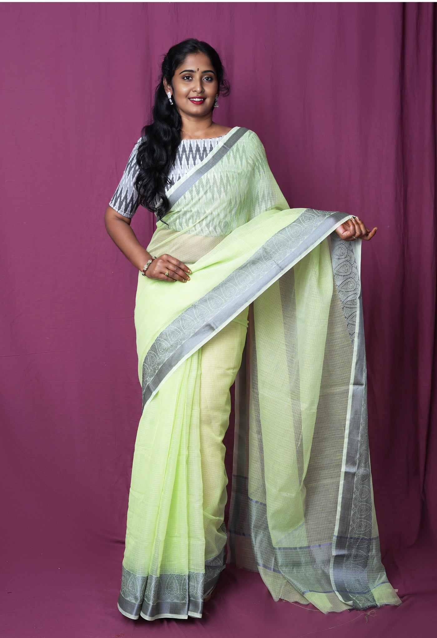 Green Pure Plain Doria Kota Saree-UNM83019