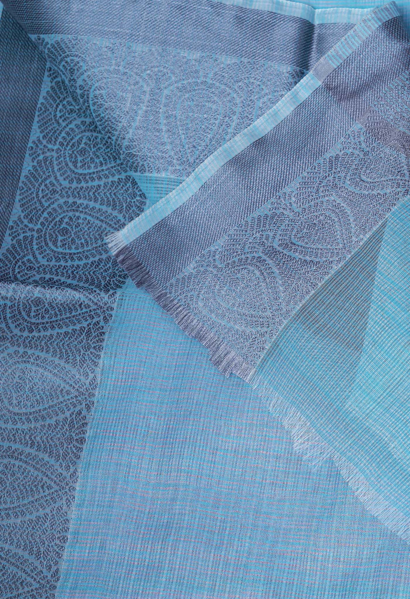 Blue Pure Plain Doria Kota Saree-UNM83024