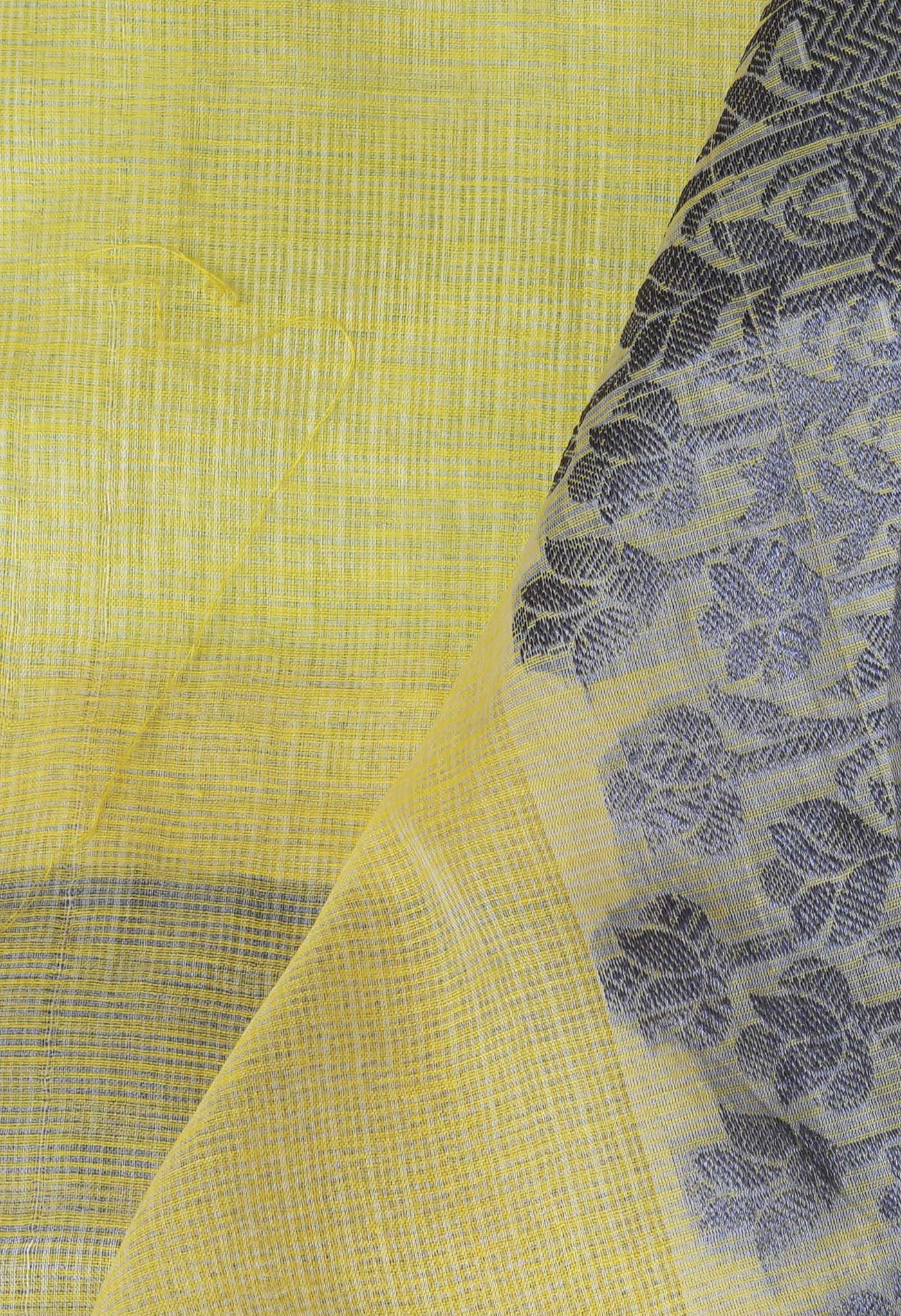 Yellow Pure Plain Doria Kota Saree-UNM83025