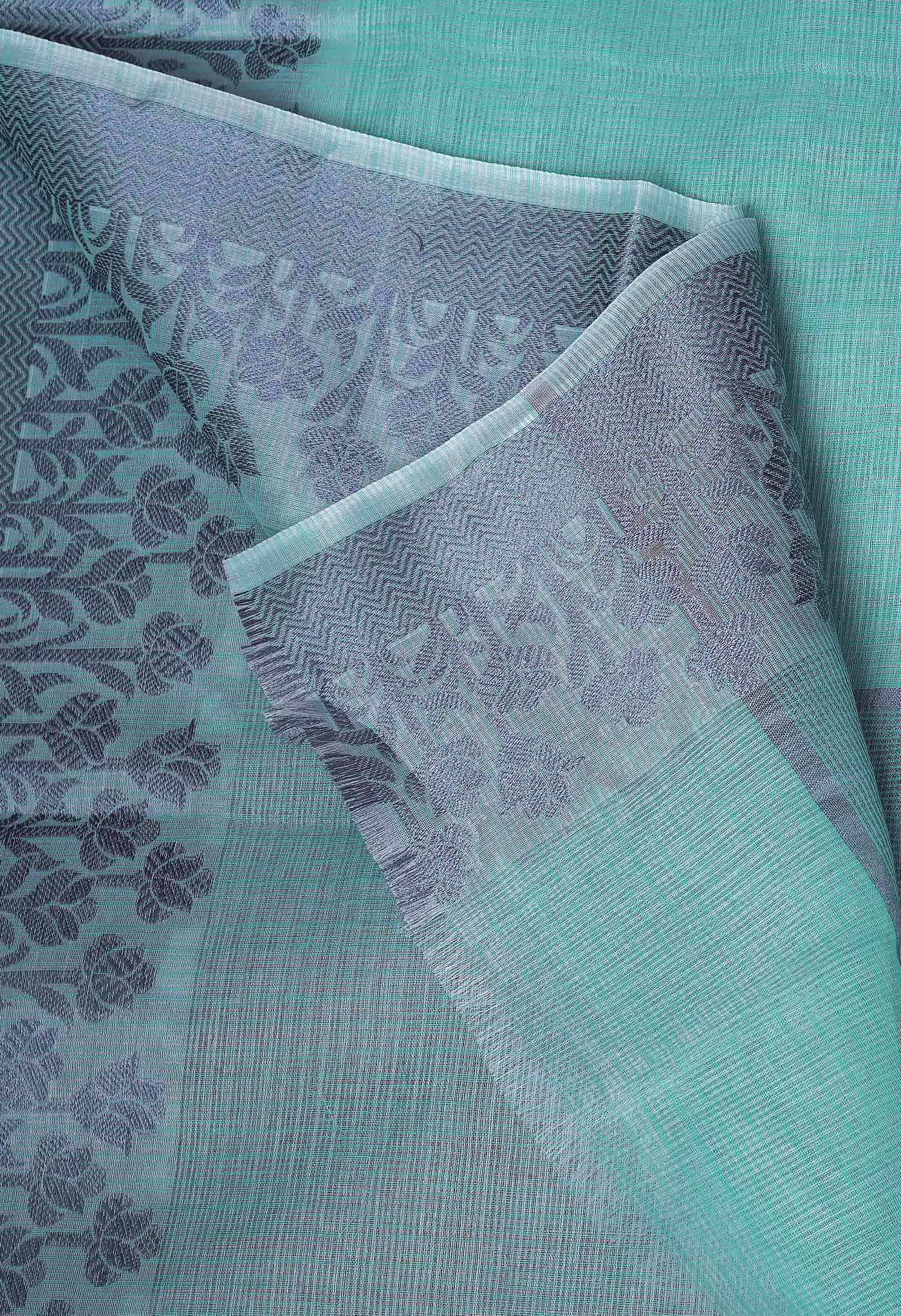 Turquoise Blue Pure Plain Doria Kota Saree-UNM83026