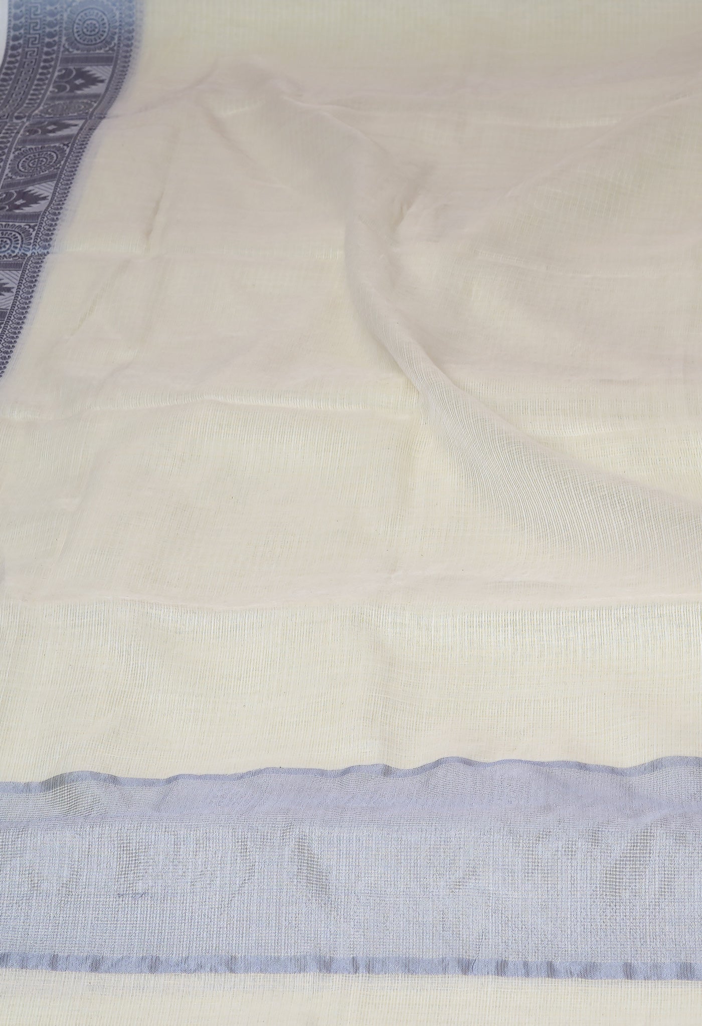 Cream Pure Plain Doria Kota Saree-UNM83027