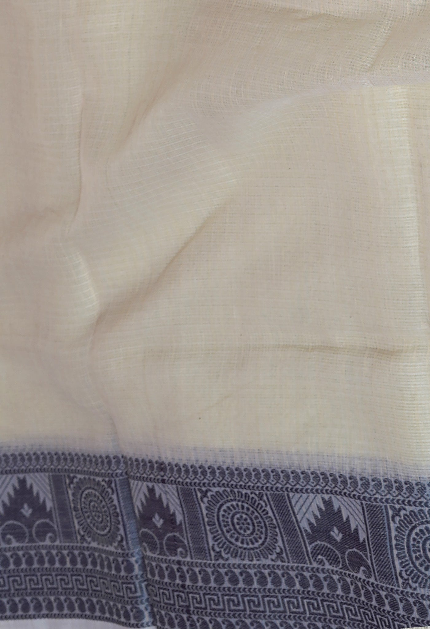 Cream Pure Plain Doria Kota Saree-UNM83027