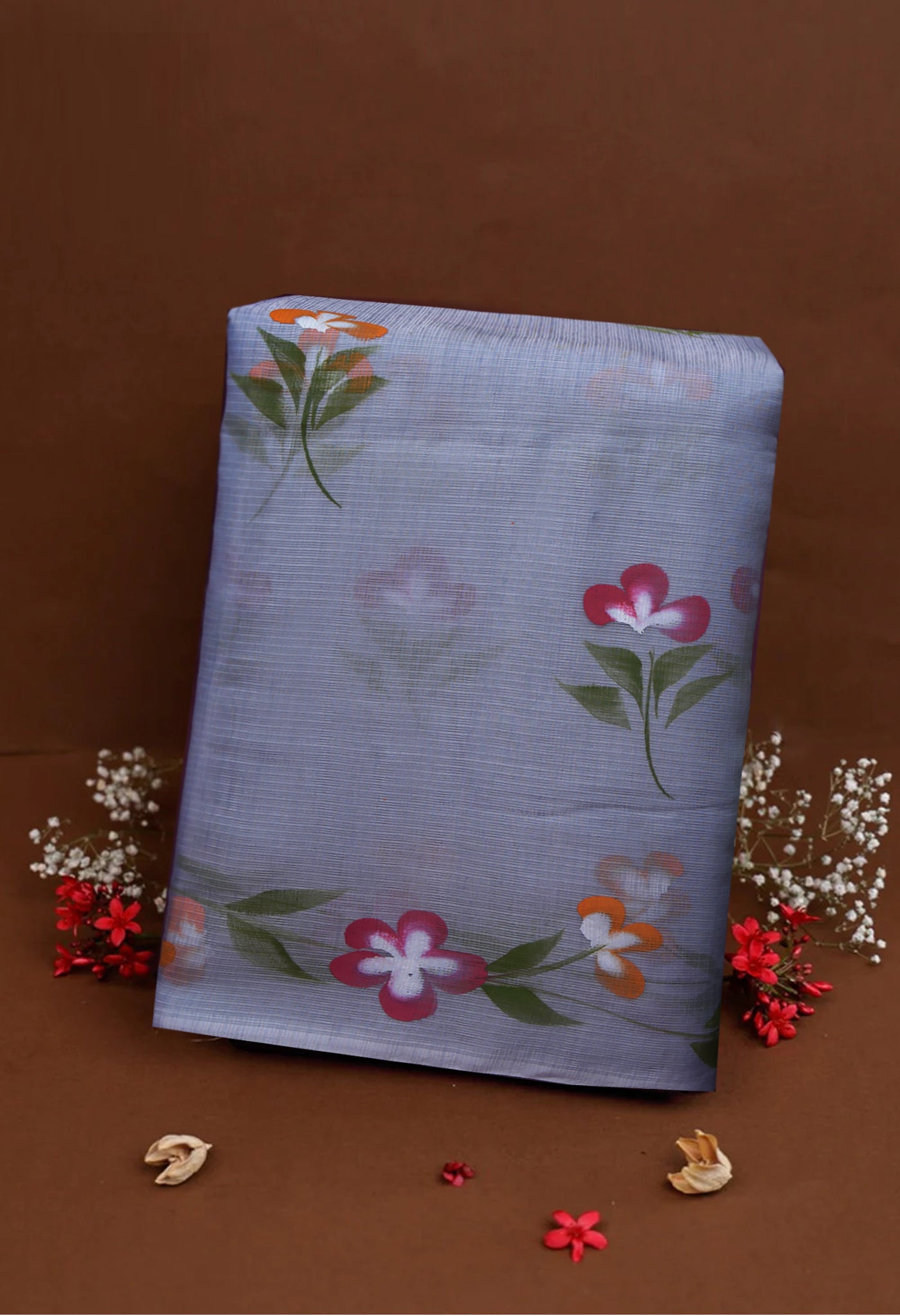 Grey Pure Hand Painted Doria Kota Saree-UNM83032