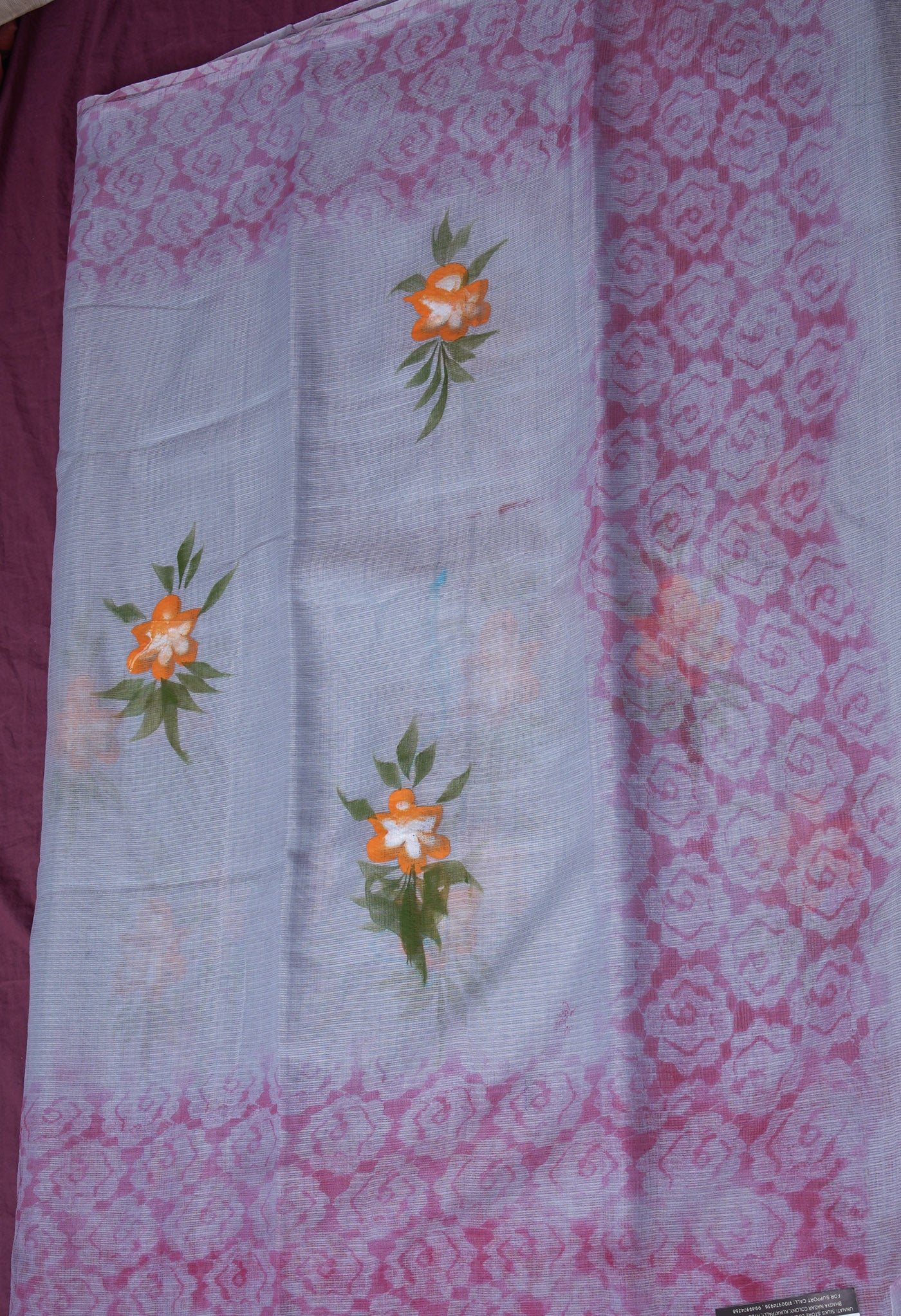 Grey Pure Hand Painted Doria Kota Saree-UNM83033