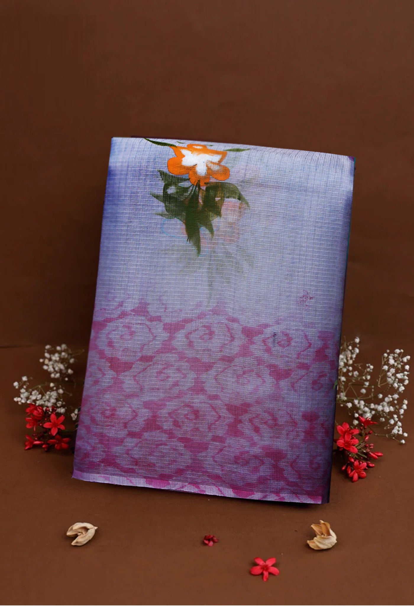 Grey Pure Hand Painted Doria Kota Saree-UNM83033