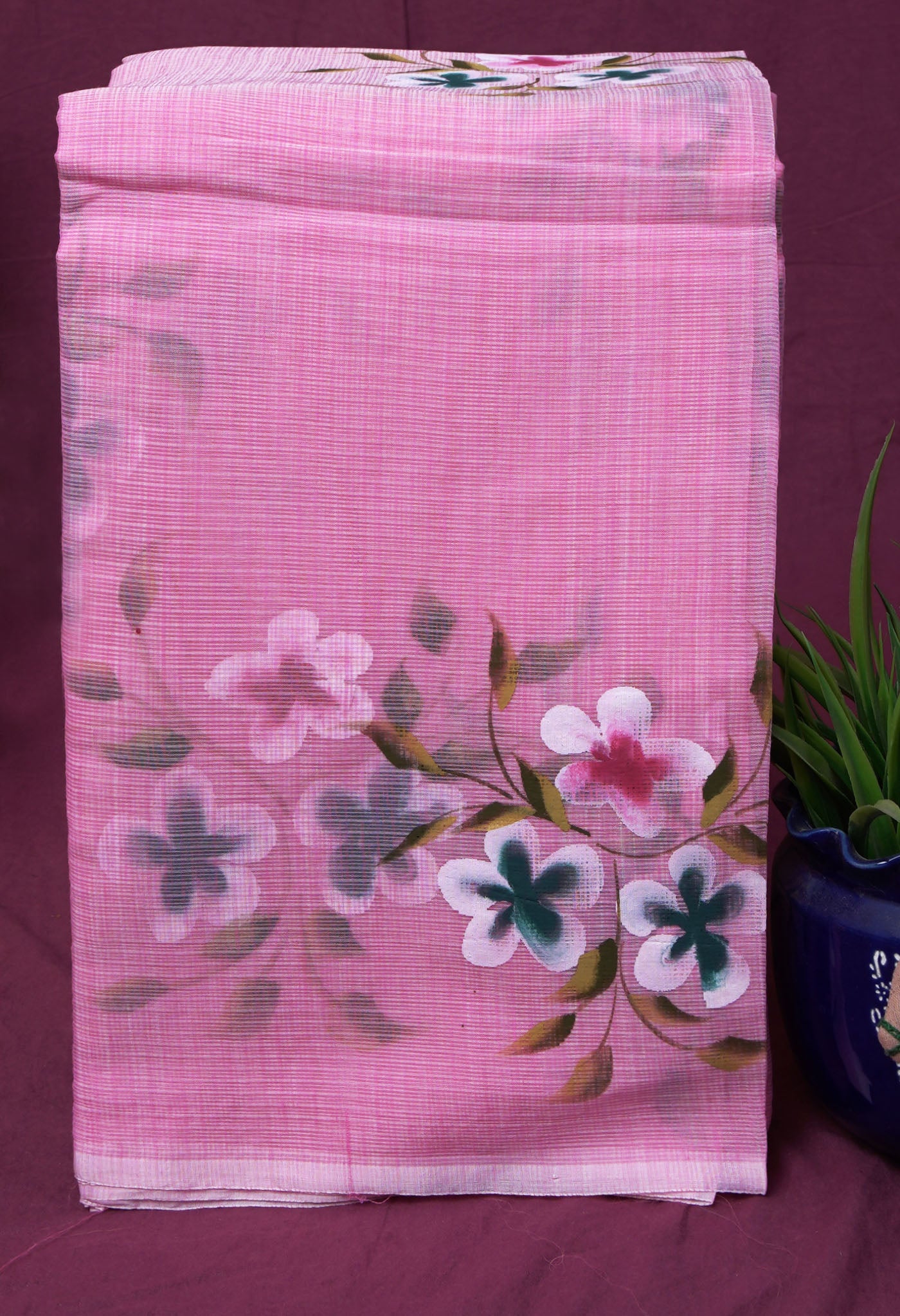 Pink Pure Hand Painted Doria Kota Saree-UNM83035