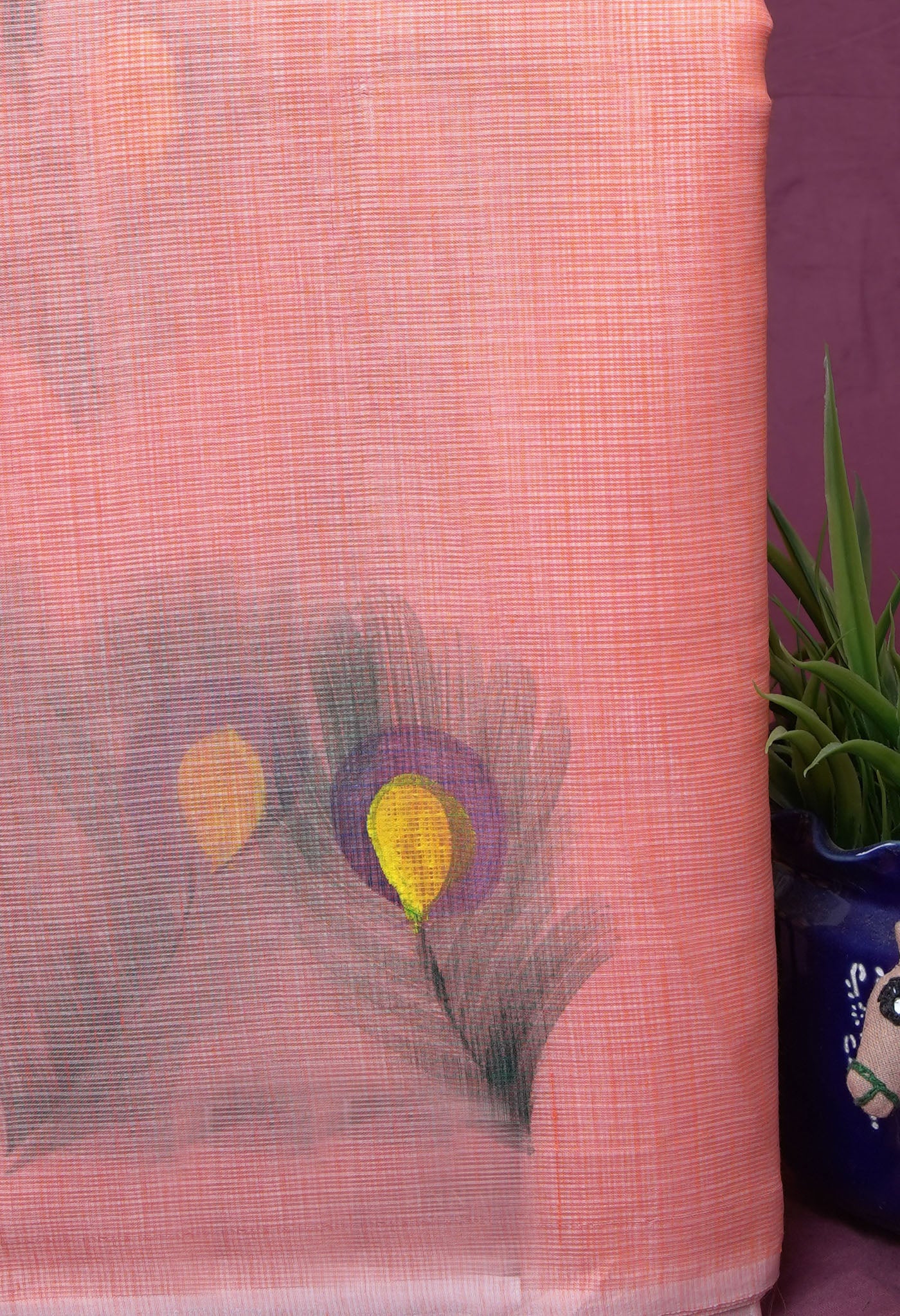 Orange Pure Hand Painted Doria Kota Saree-UNM83036