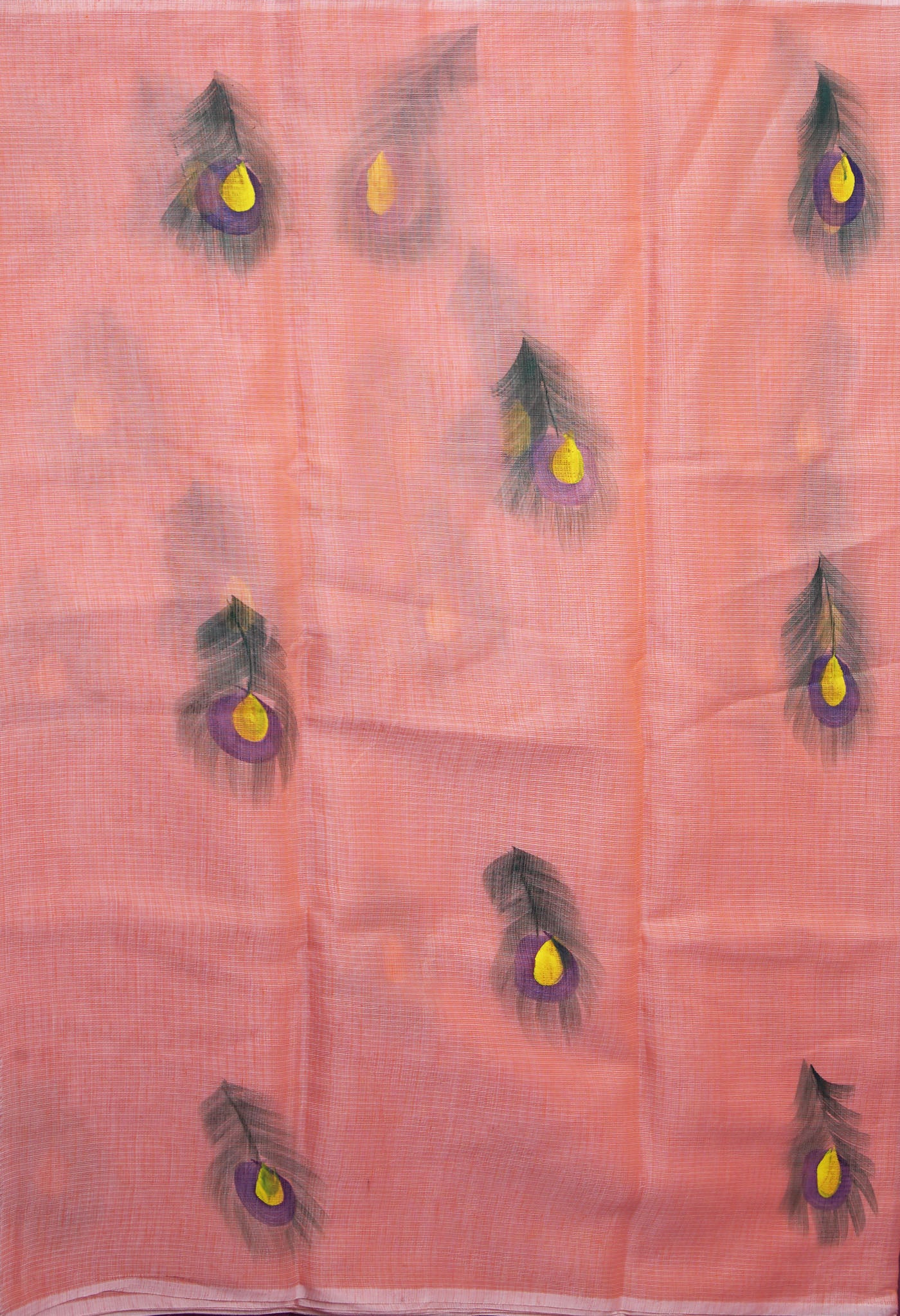 Orange Pure Hand Painted Doria Kota Saree-UNM83036