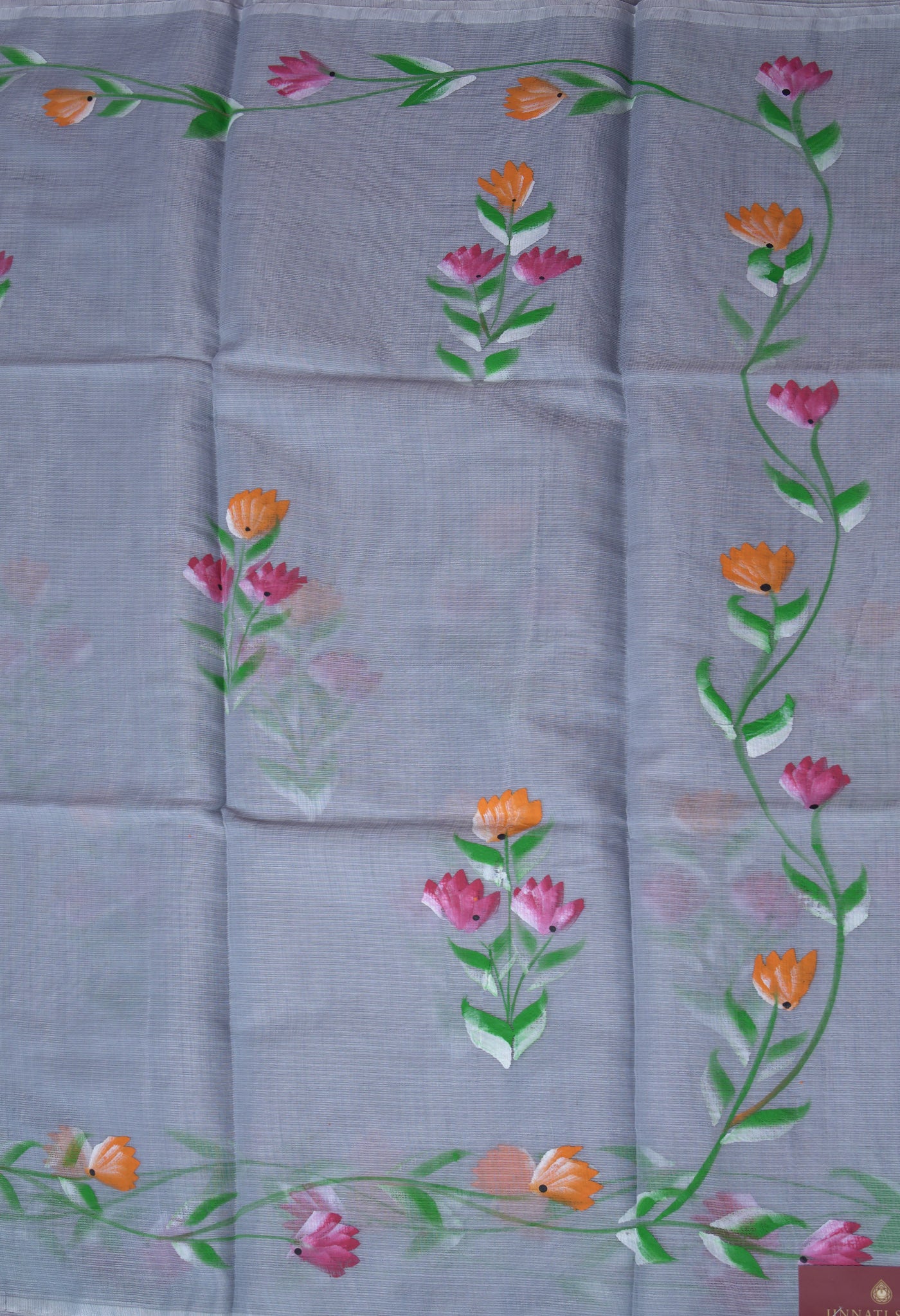 Grey Pure Hand Painted Doria Kota Saree-UNM83037