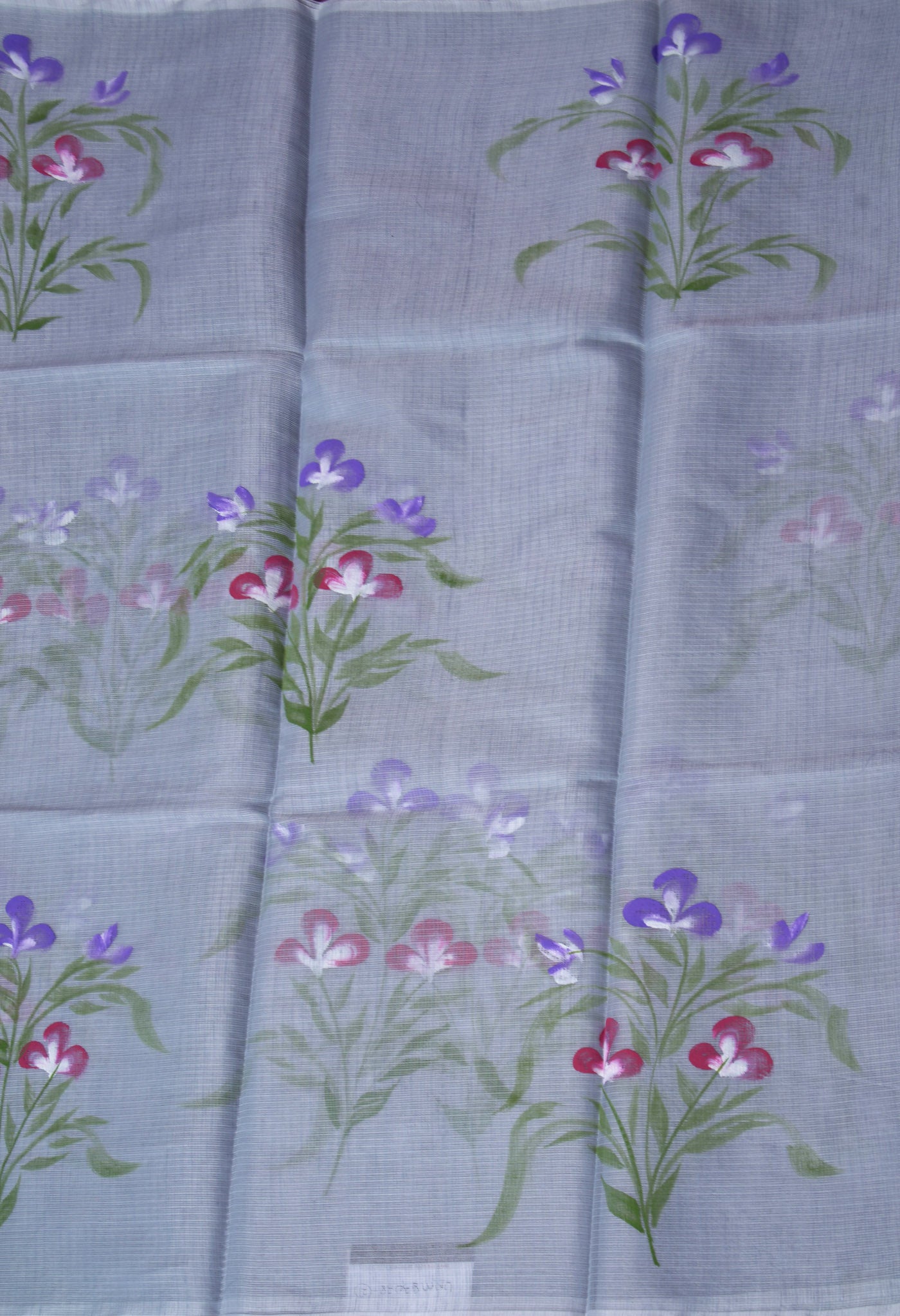 Grey Pure Hand Painted Doria Kota Saree-UNM83038