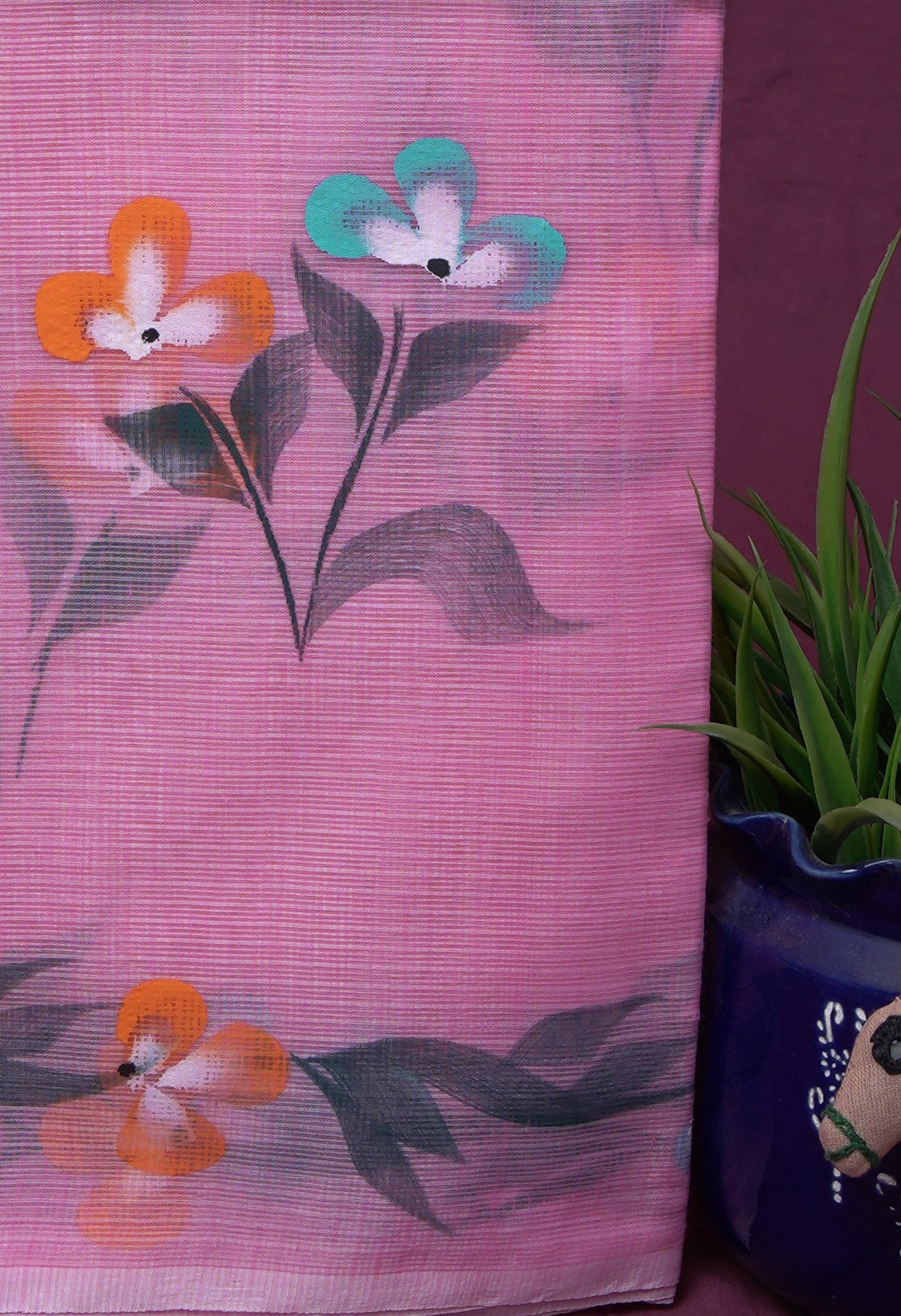 Pink Pure Hand Painted Doria Kota Saree-UNM83039