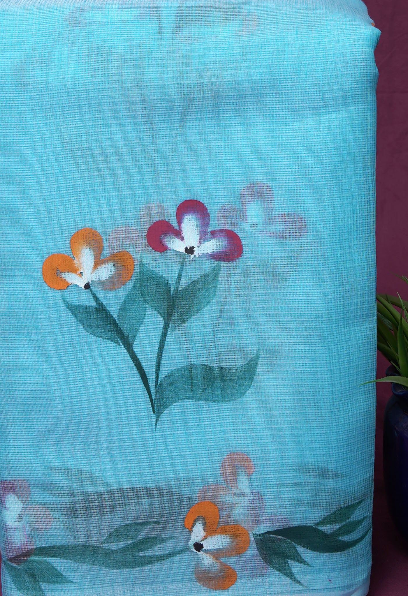 Blue Pure Hand Painted Doria Kota Saree-UNM83044